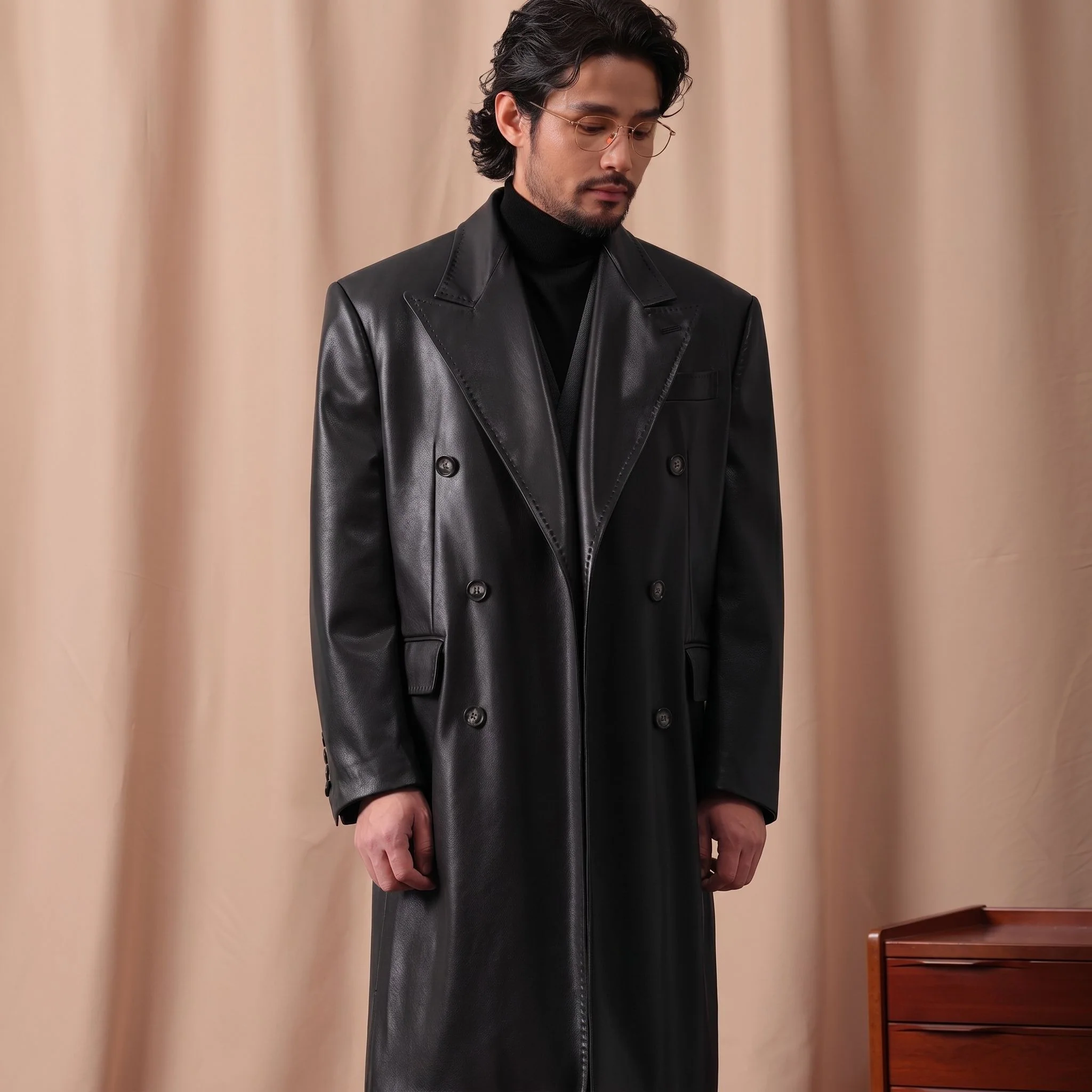 Double-Breasted PU Coat - Image 7