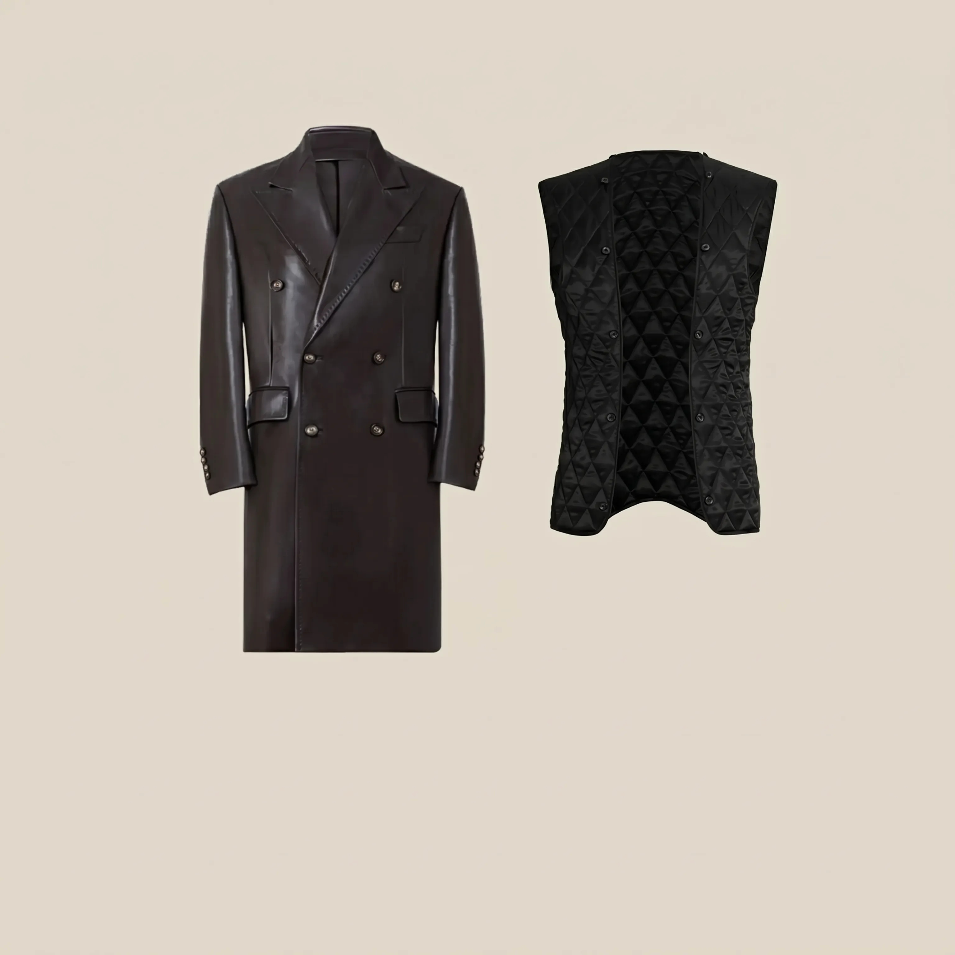Double-Breasted PU Coat - Image 8