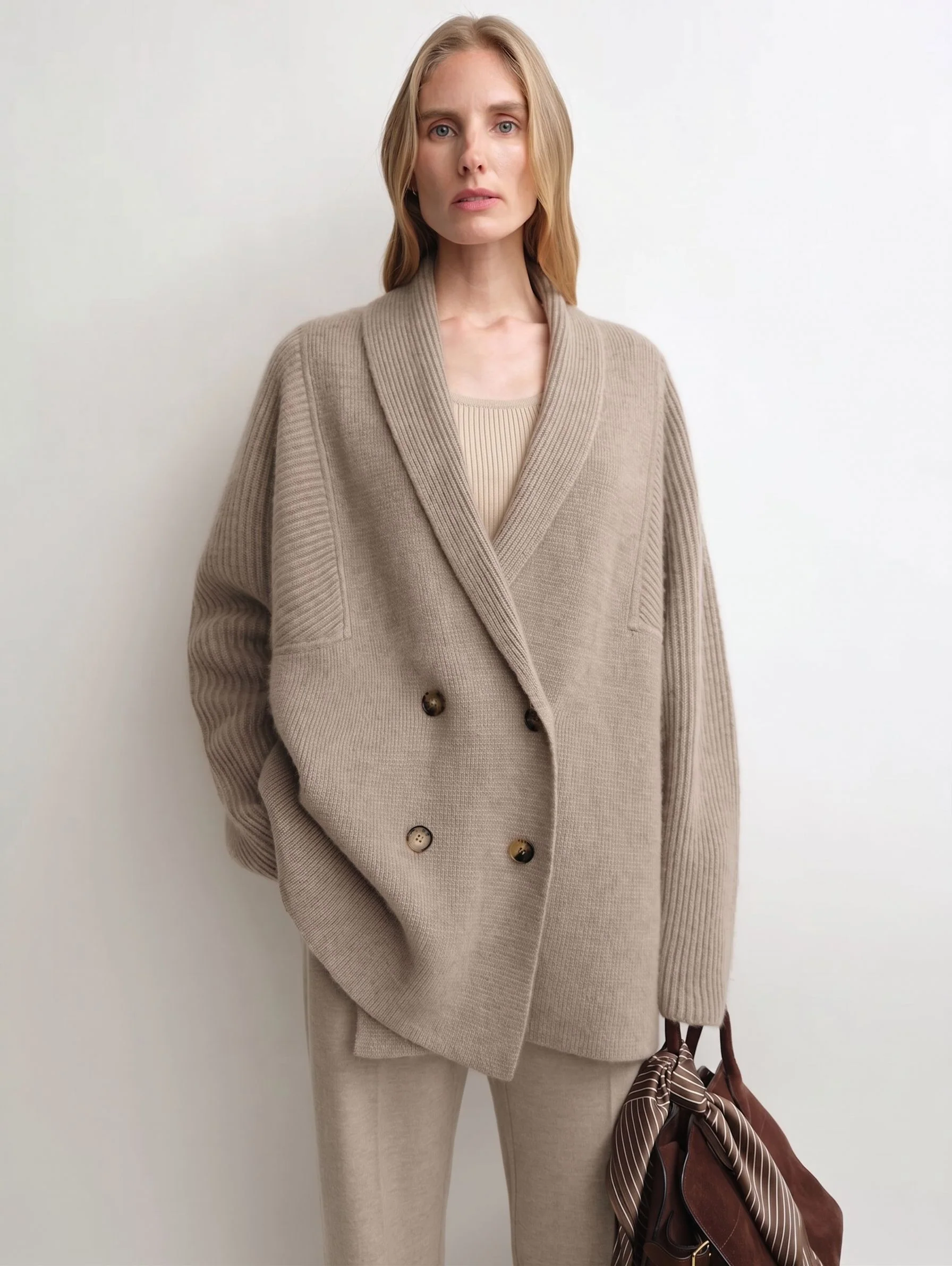 Double-Breasted Shawl Cardigan