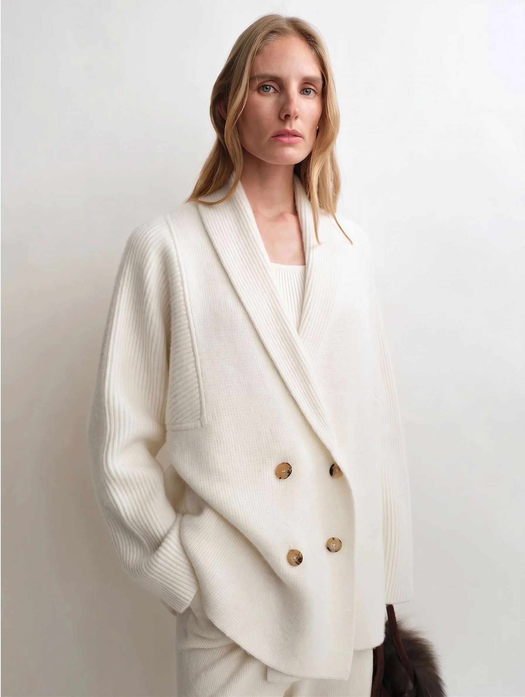 Double-Breasted Shawl Cardigan - Image 4