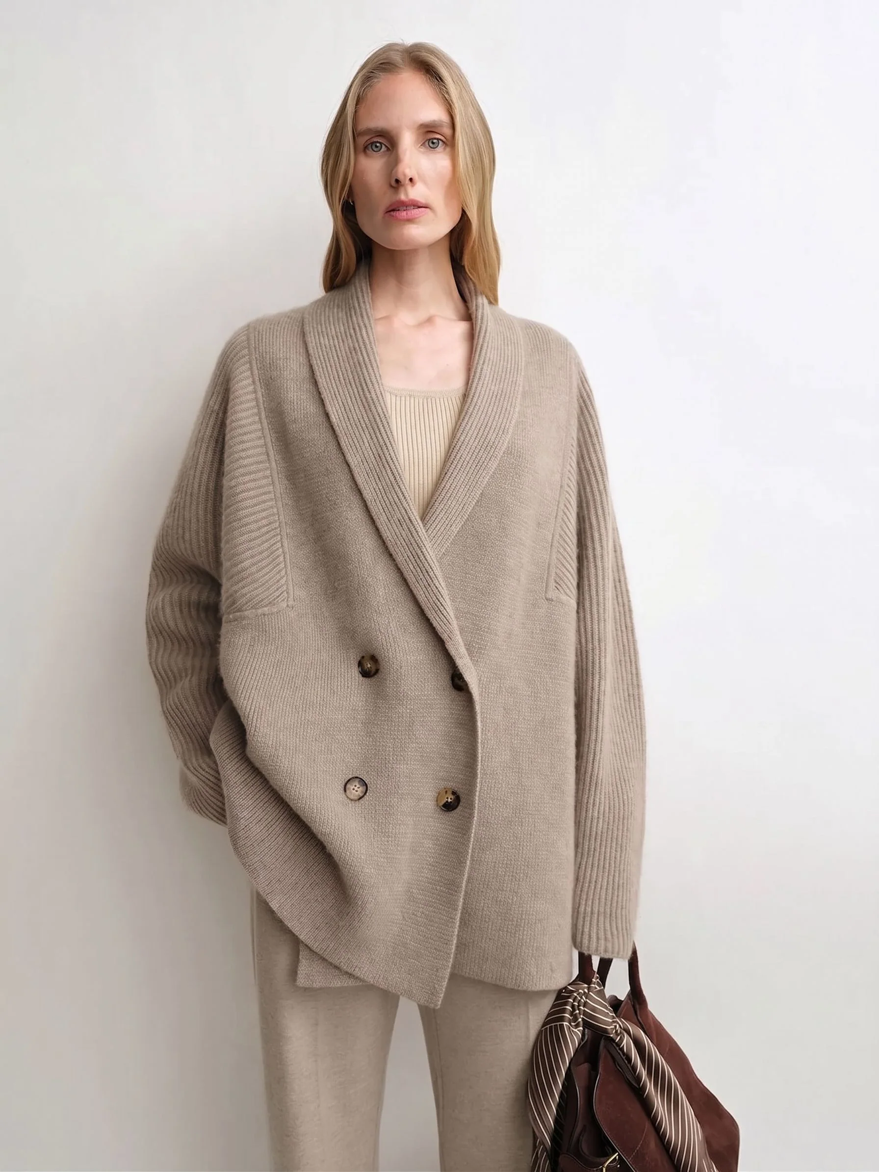 Double-Breasted Shawl Cardigan - Image 7