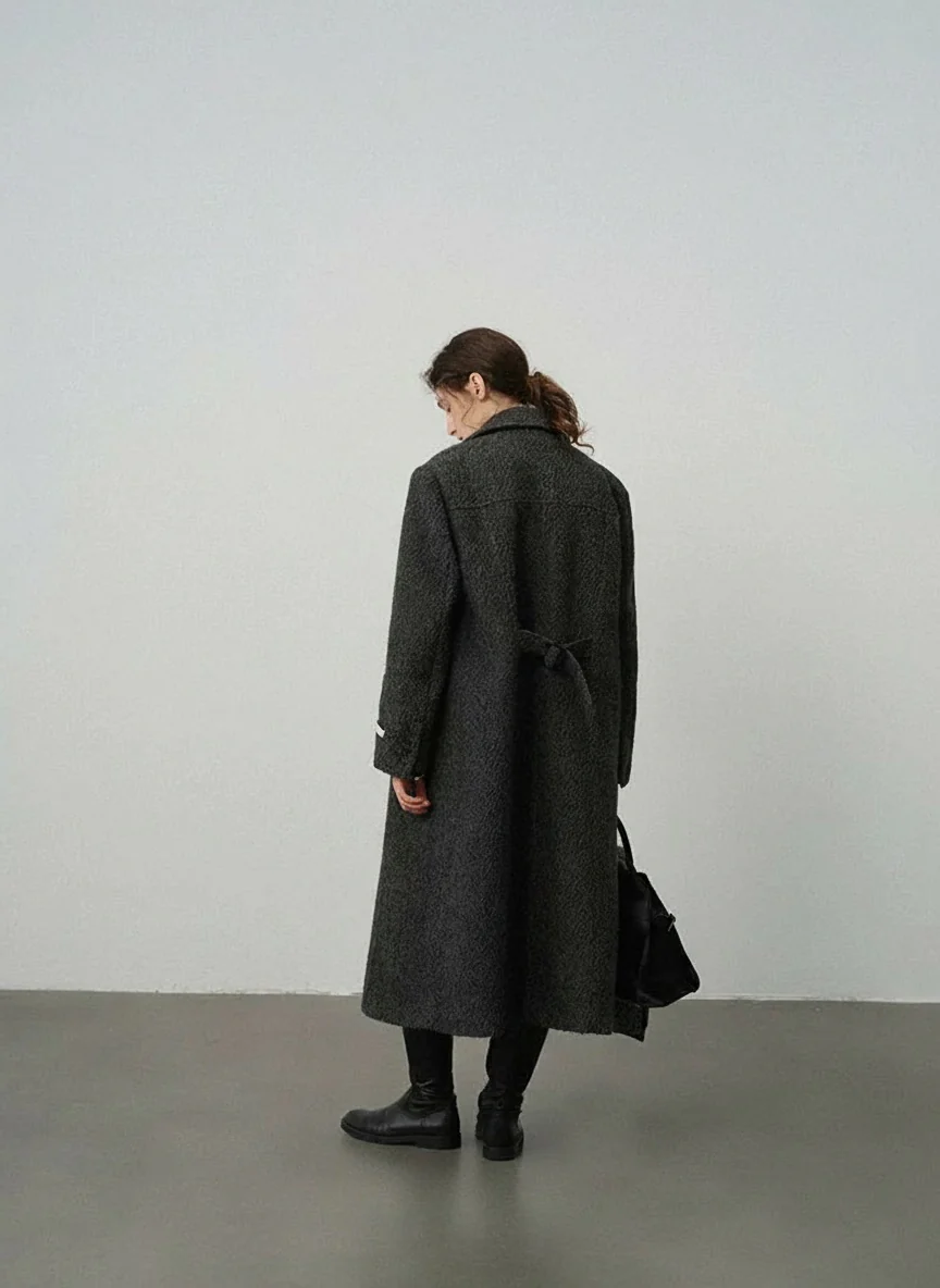 Double-Breasted Textured Wool Overcoat - Image 2