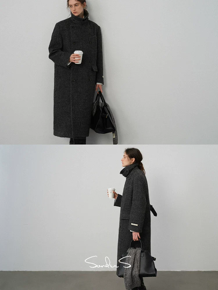 Double-Breasted Textured Wool Overcoat - Image 4