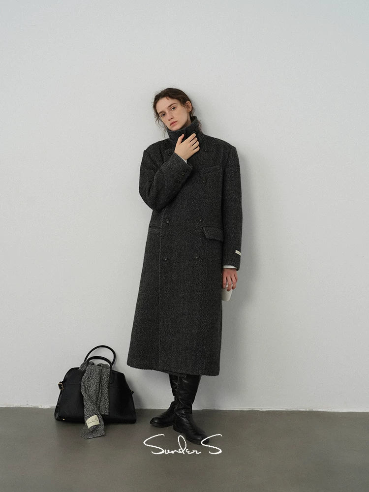 Double-Breasted Textured Wool Overcoat - Image 5