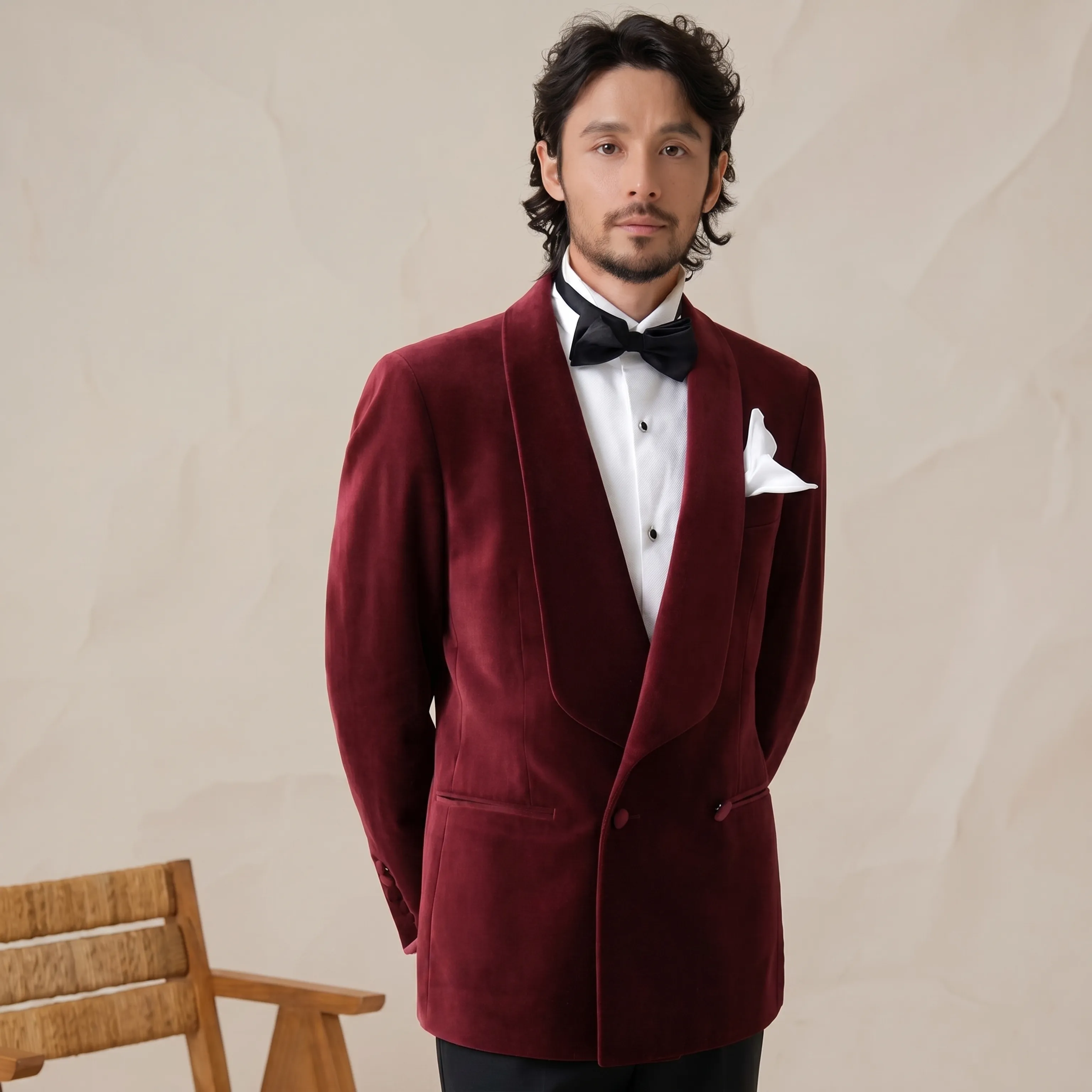 Double-Breasted Velvet Tuxedo Suit - Image 7