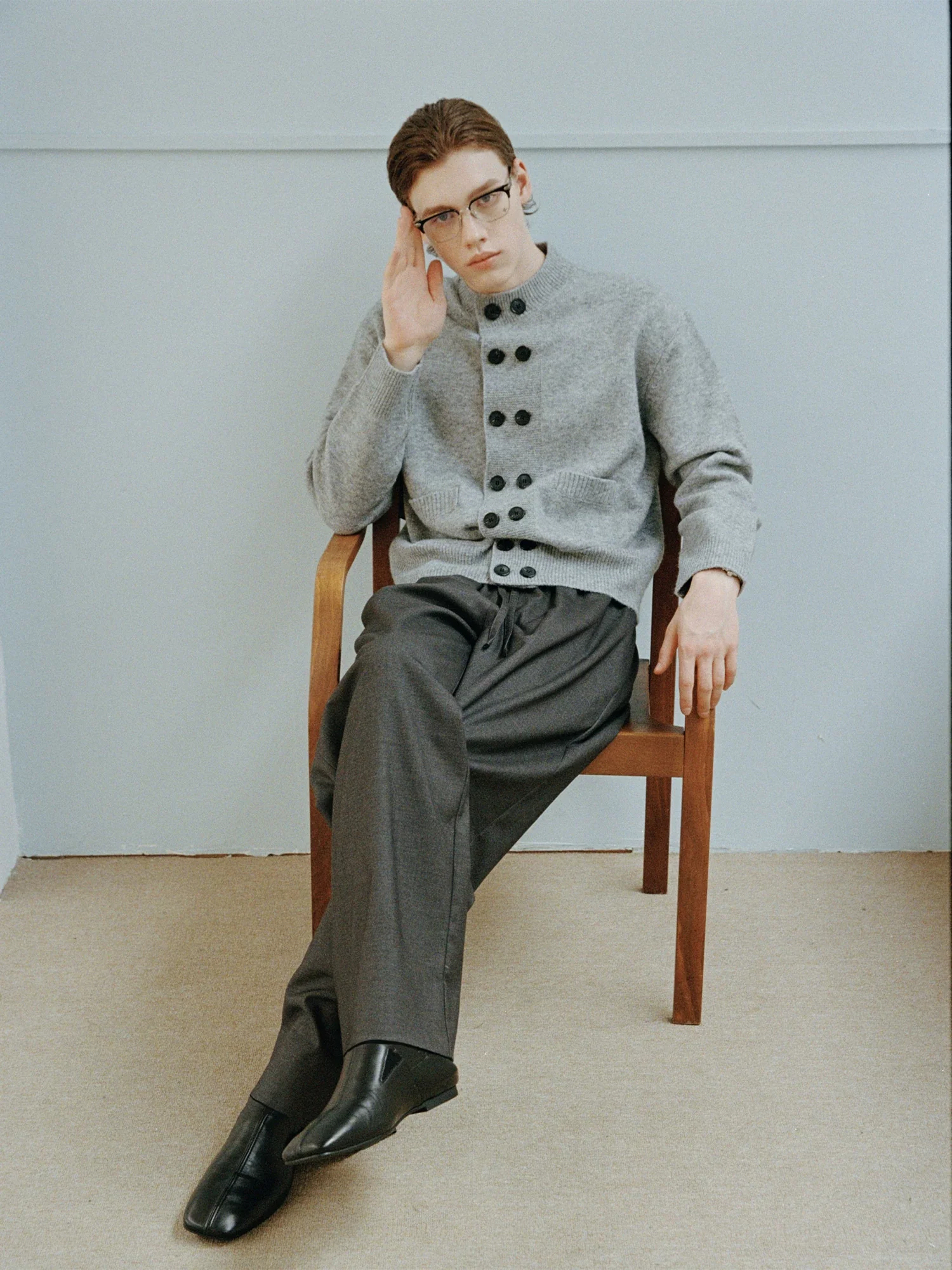 Double-Breasted Wool-Blend Knit Cardigan - Image 3