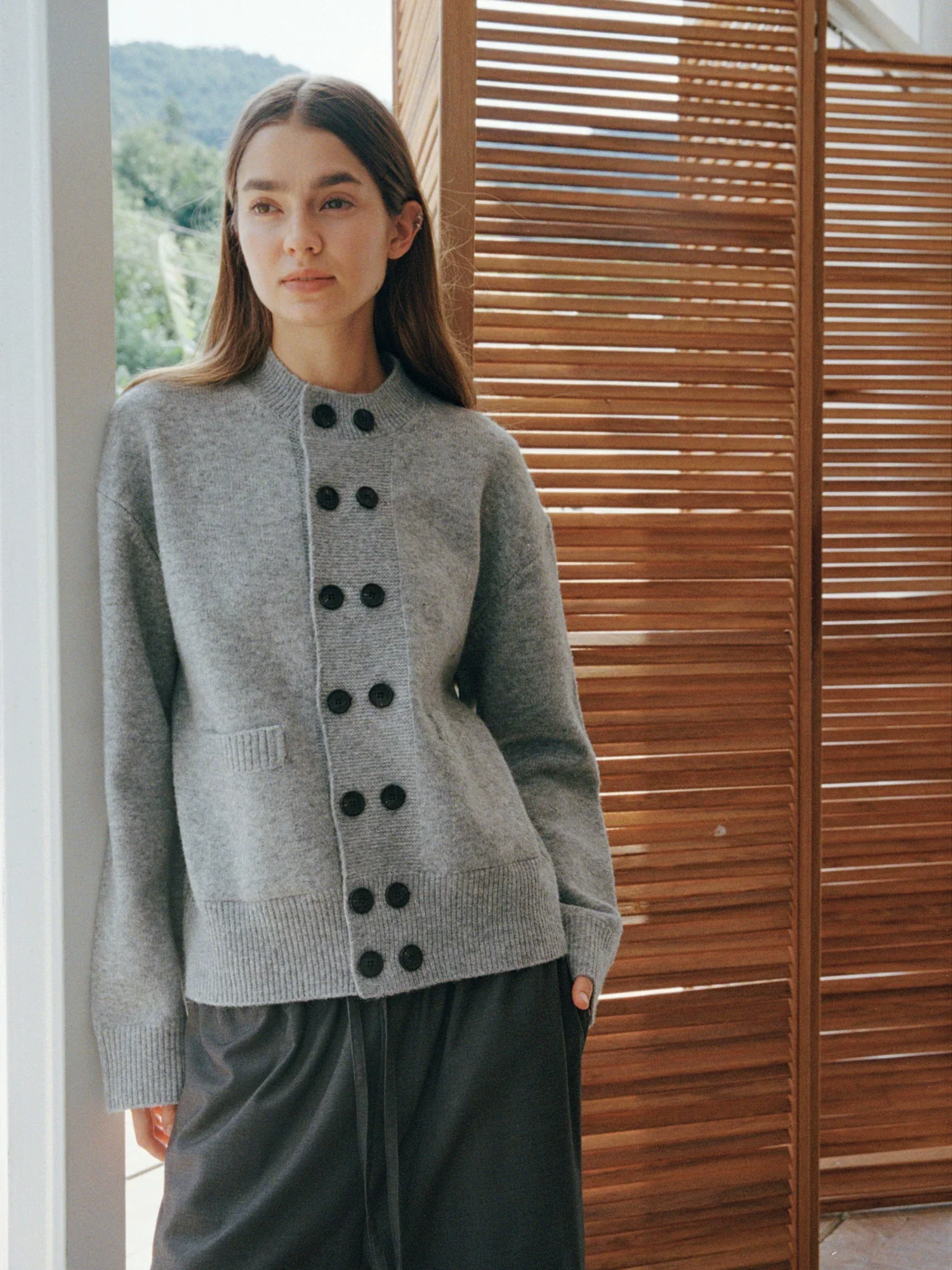 Double-Breasted Wool-Blend Knit Cardigan - Image 4