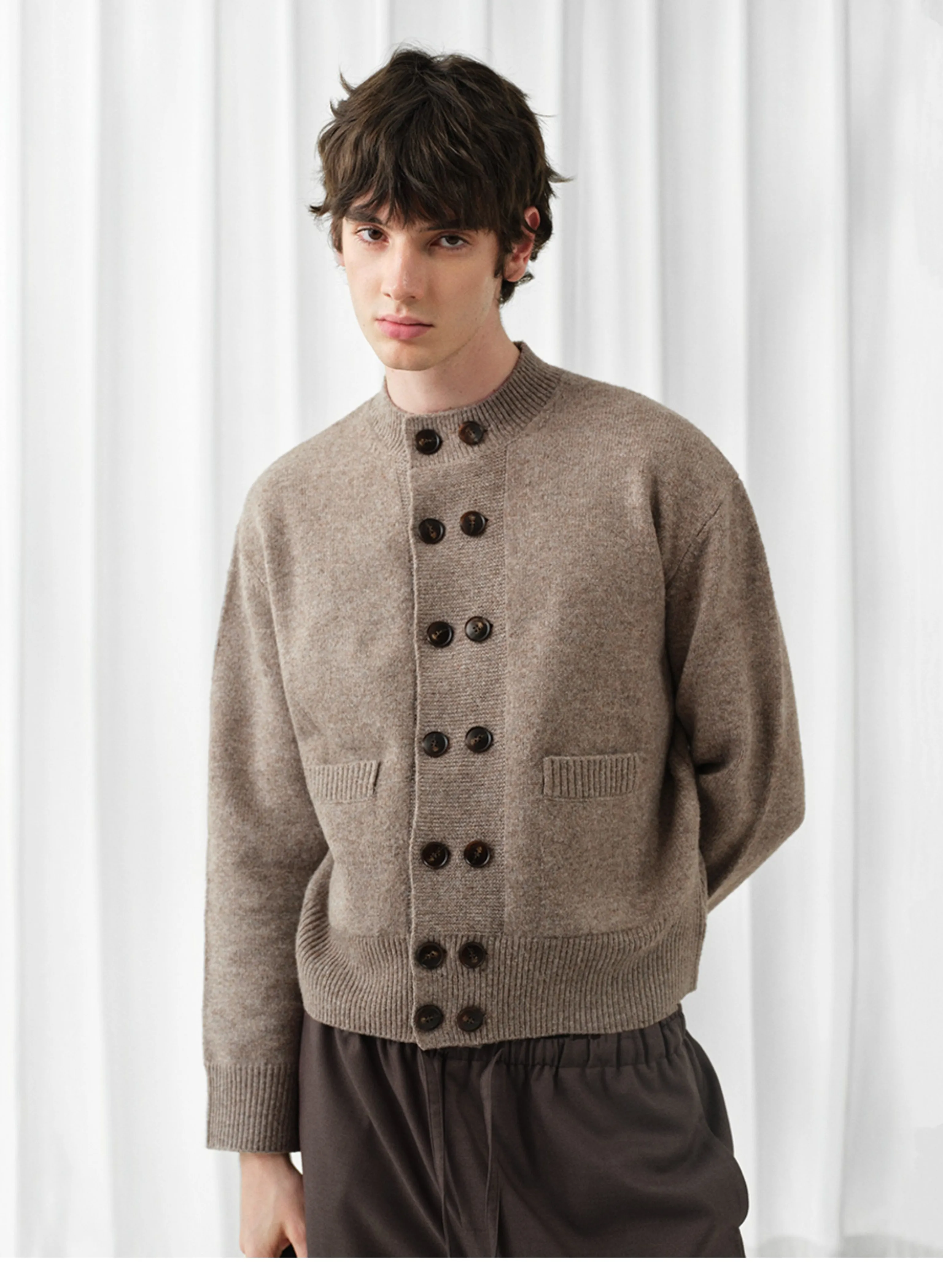 Double-Breasted Wool-Blend Knit Cardigan - Image 6