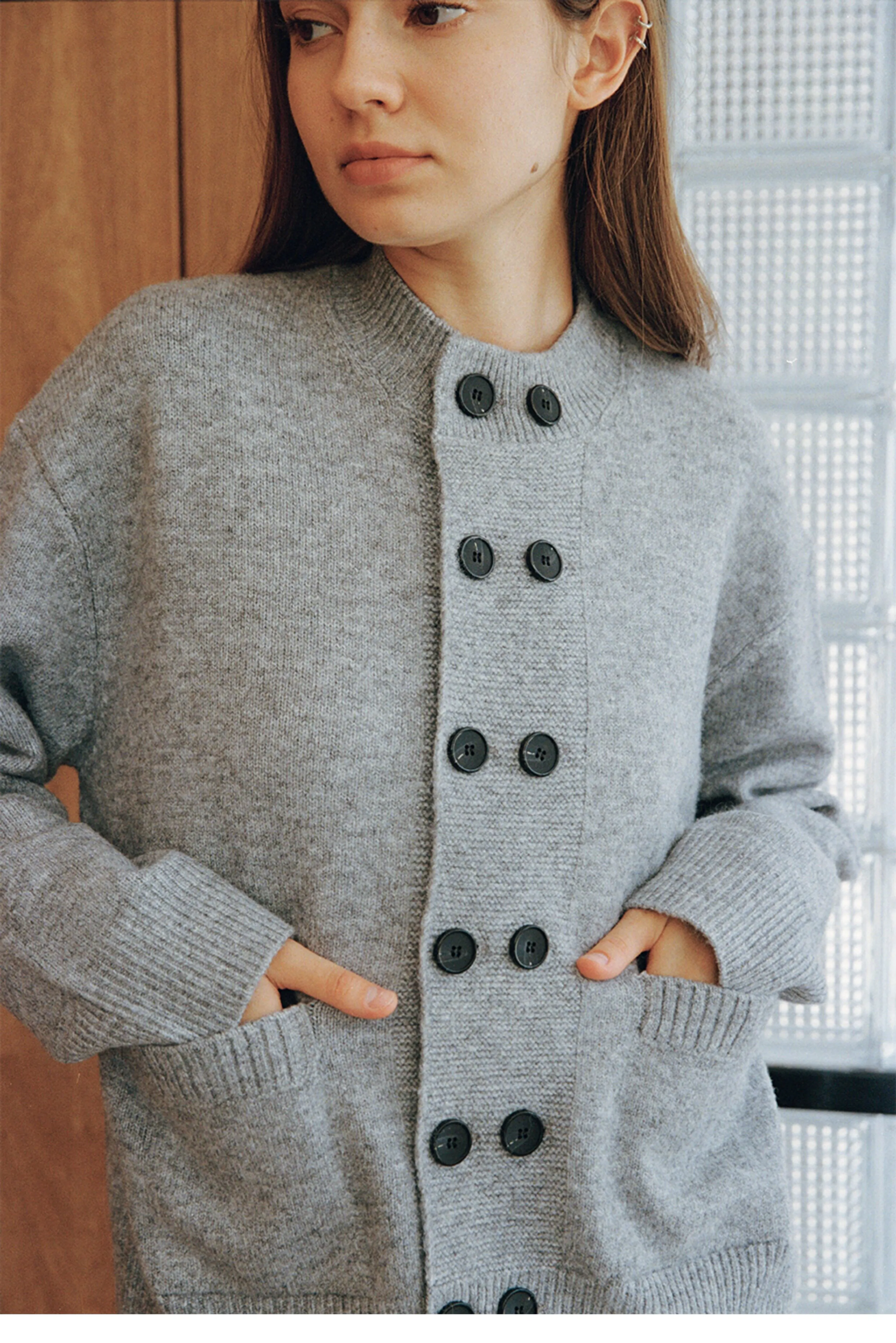 Double-Breasted Wool-Blend Knit Cardigan - Image 7