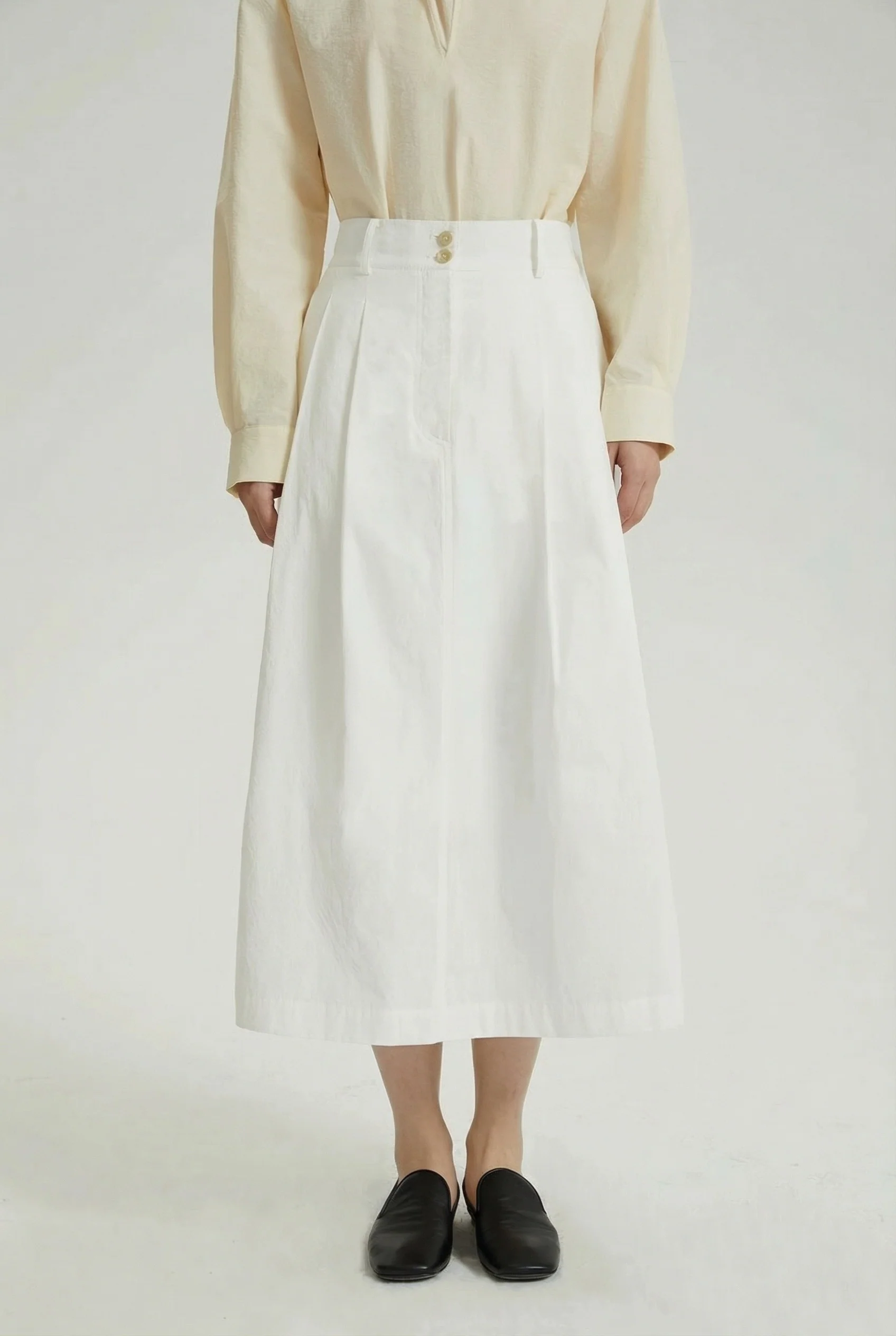 Double-Button Midi Skirt