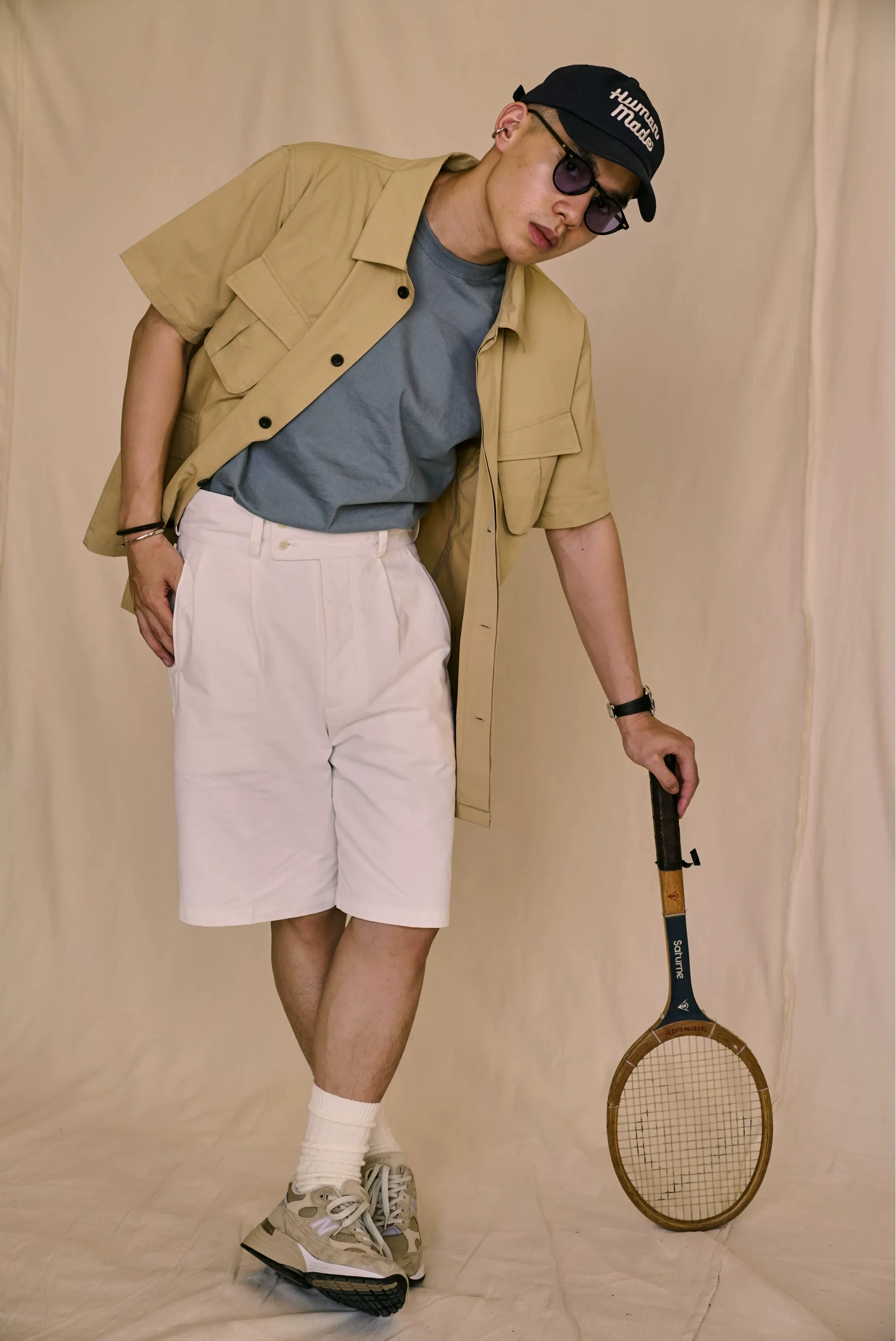 Double-Button Pleated Shorts