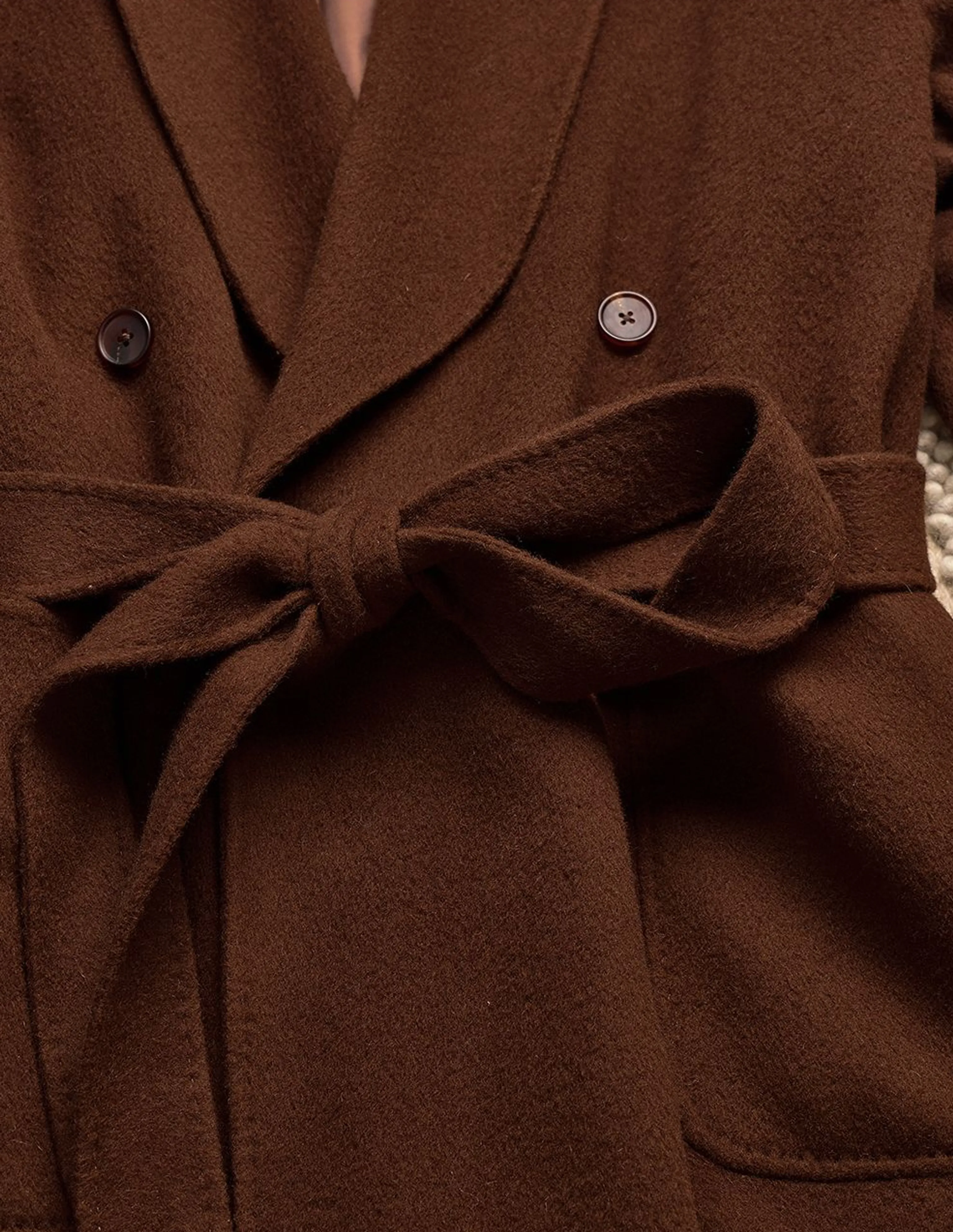 Double-Faced Camel Hair & Wool Shawl Collar Coat - Image 7