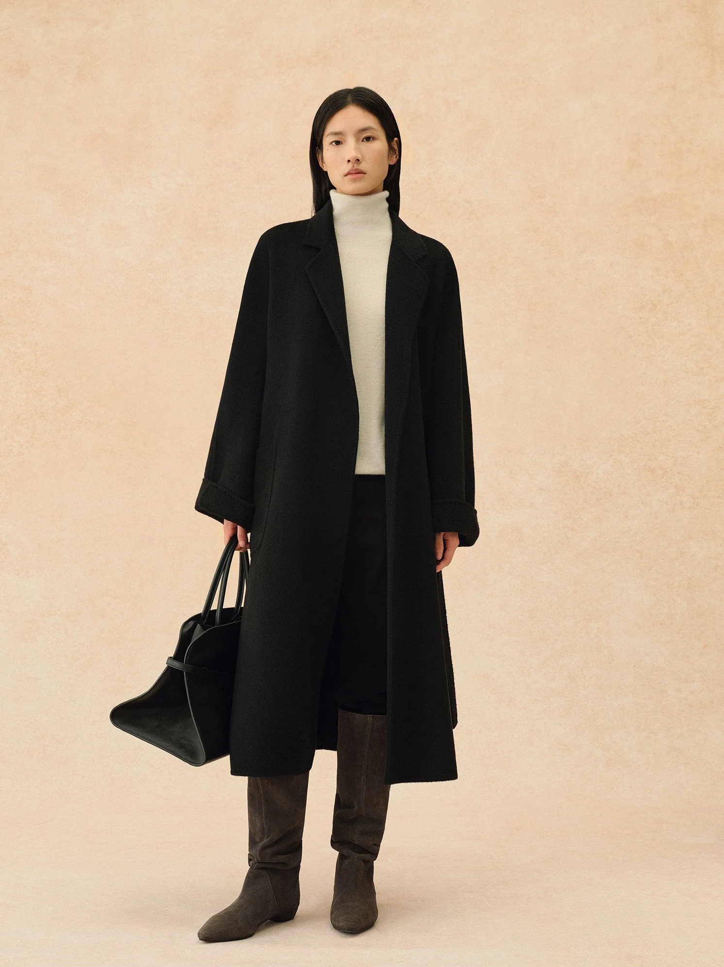 Double-Faced Camel Wool Wrap Coat - Image 5