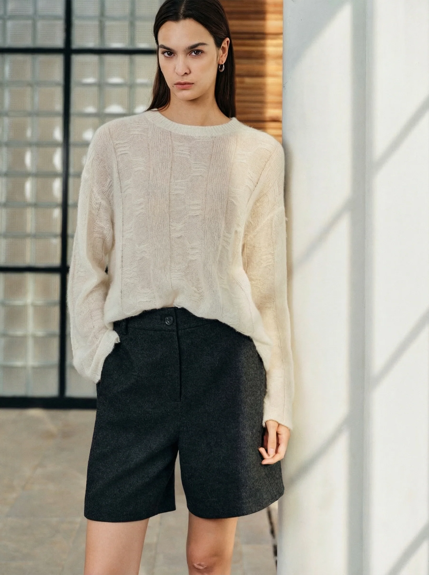 Double-Faced Wool Bermuda Shorts