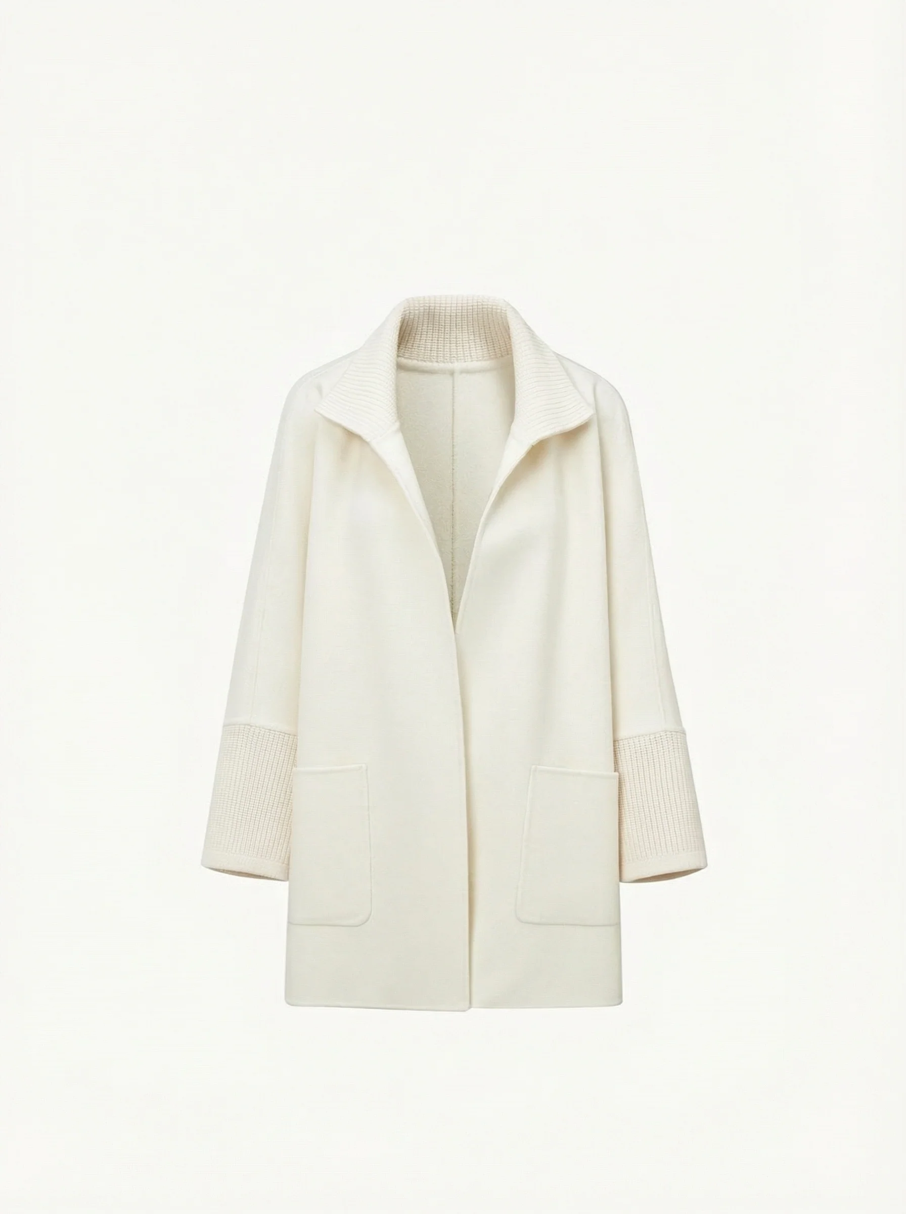 Double-Faced Wool-Cashmere Rib Collar Coatigan - Image 2