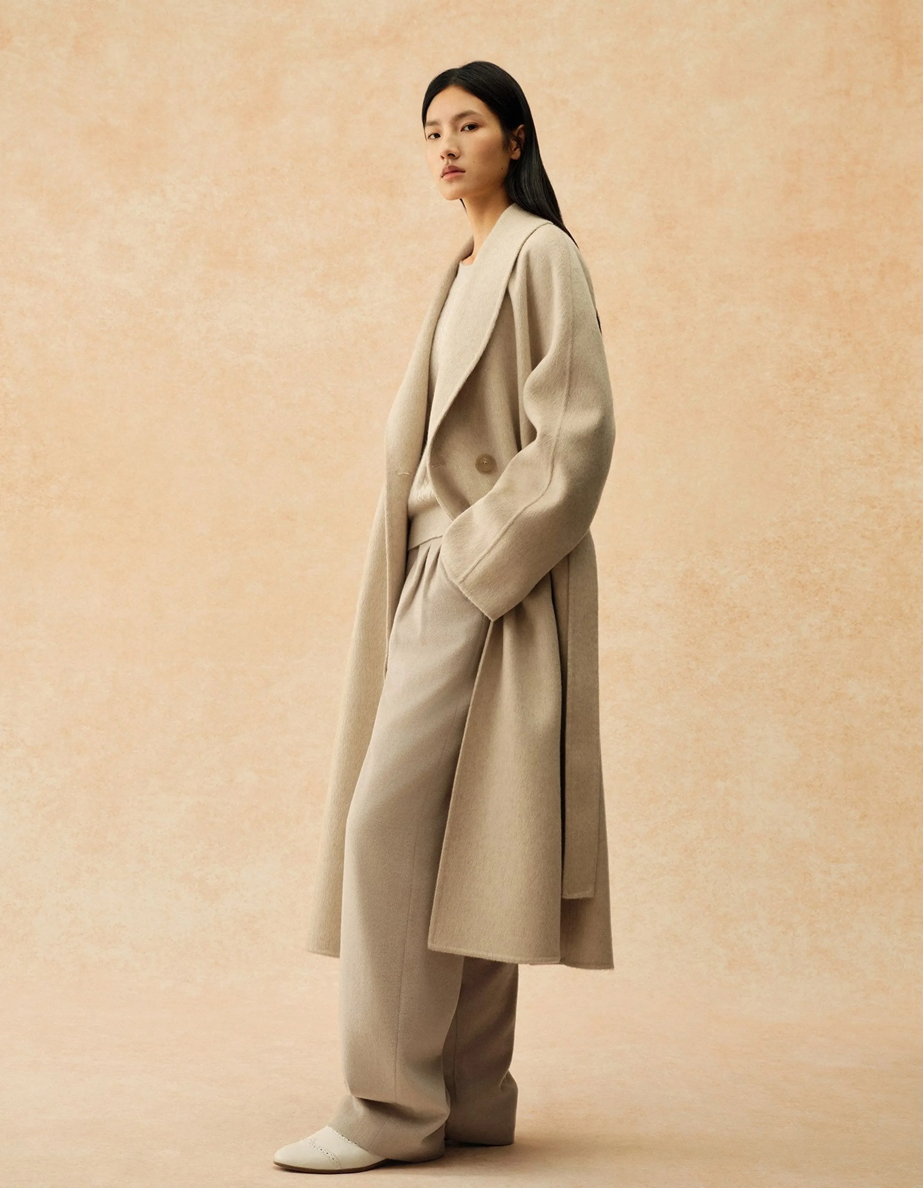 Double-Faced Wool Wrap Coat - Image 5