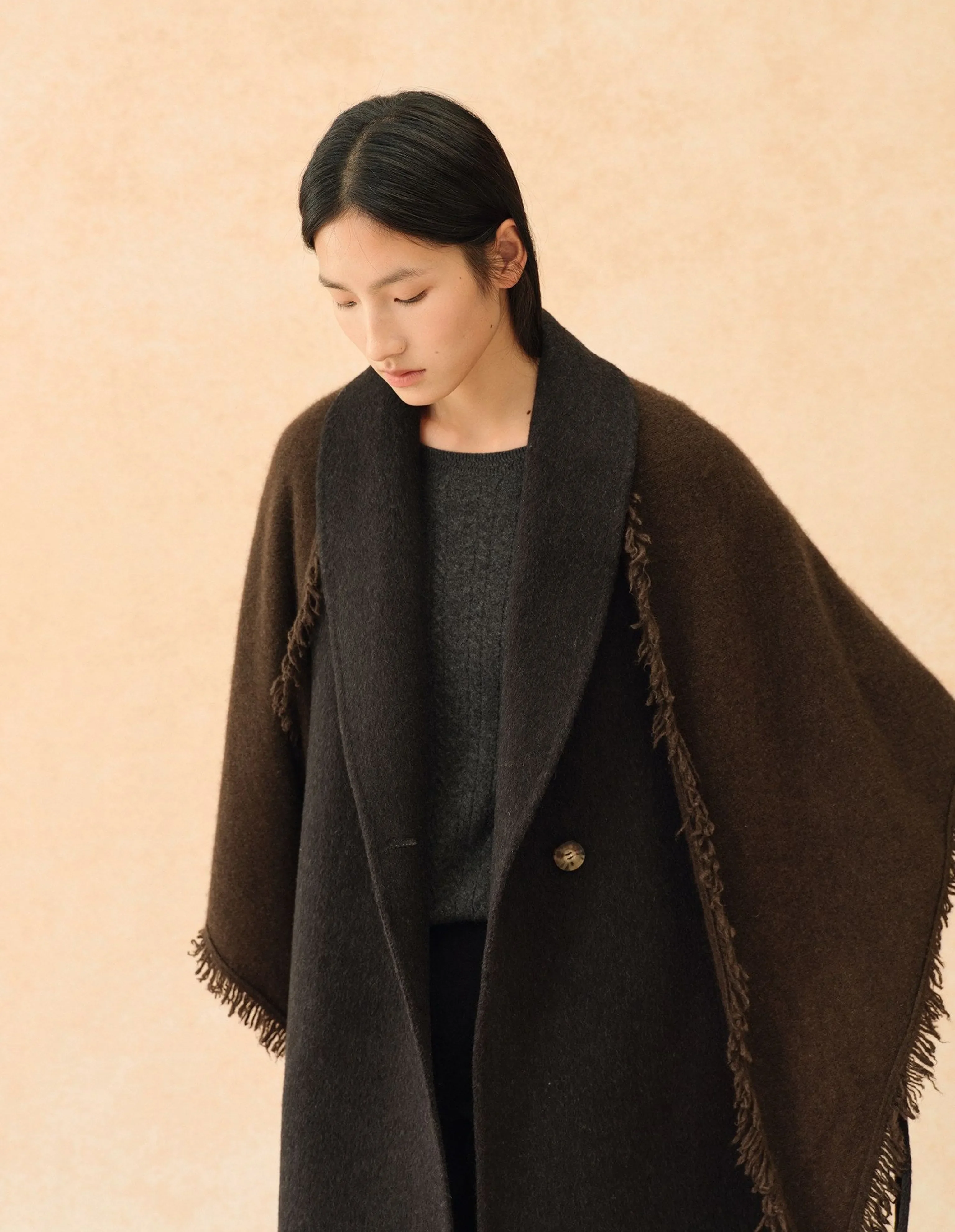 Double-Faced Wool Wrap Coat - Image 8