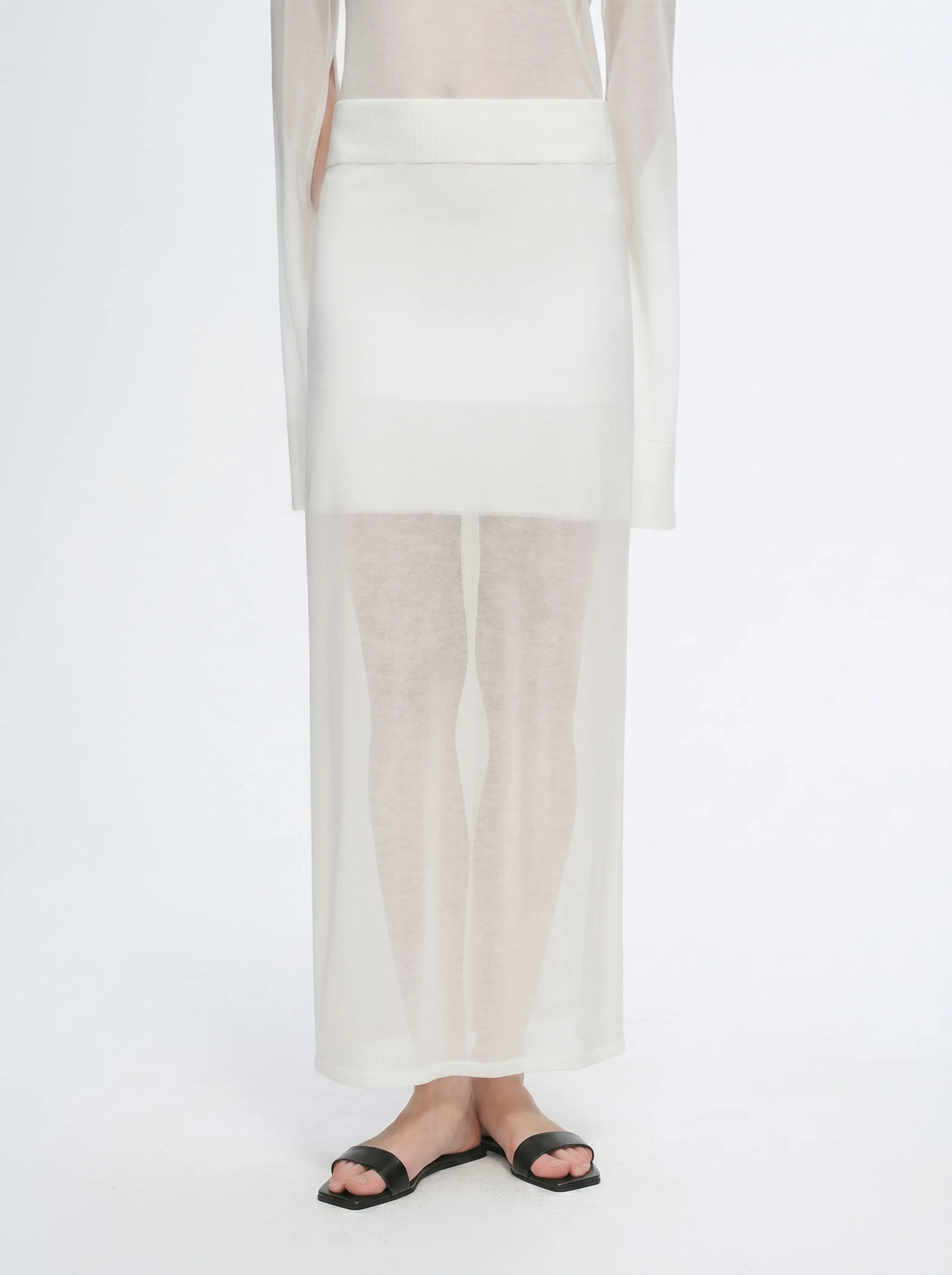 Double-Layer Fine Knit Maxi Skirt - Image 6