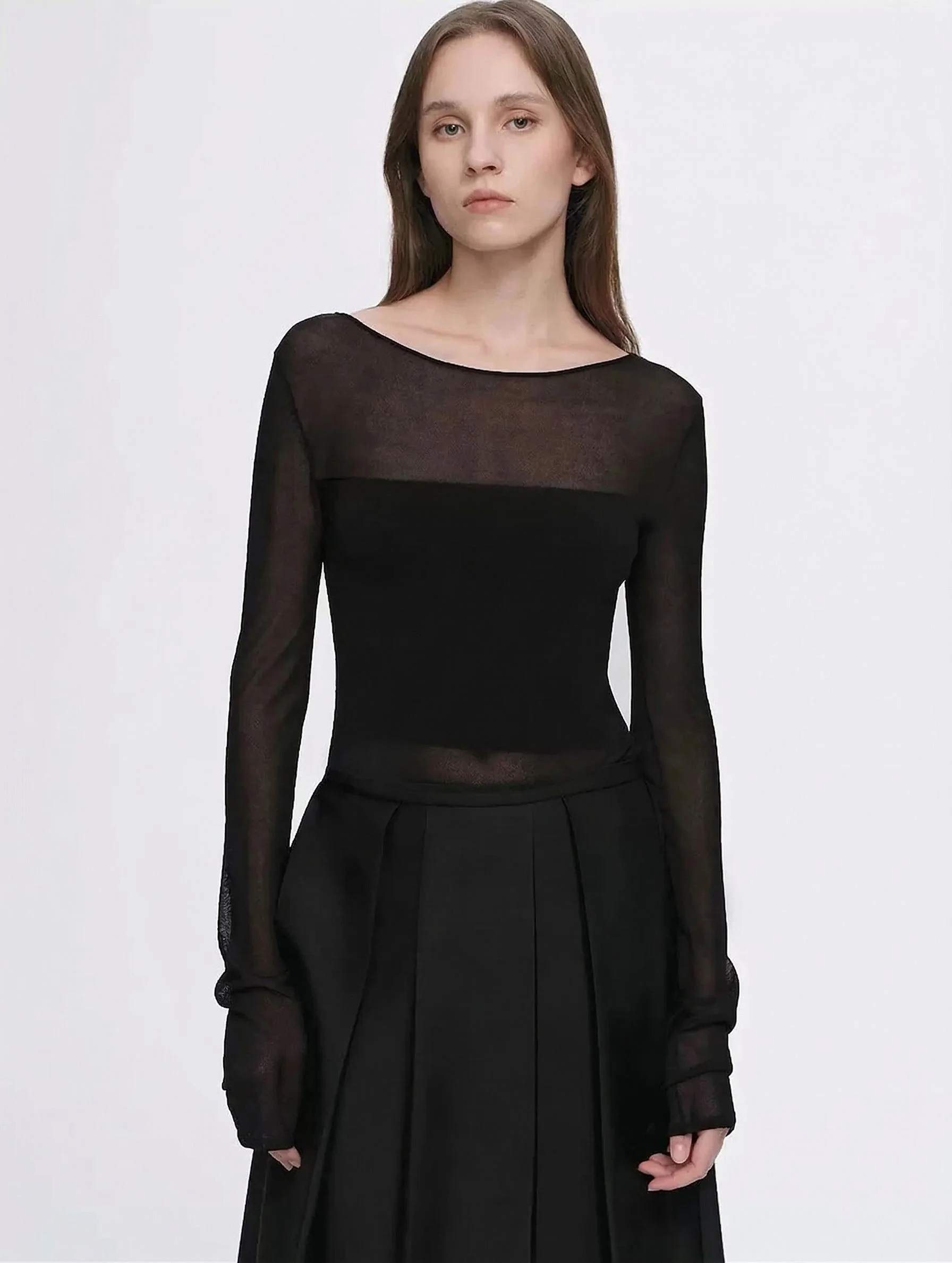 Double-Layer Fine Knit Maxi Skirt - Image 7