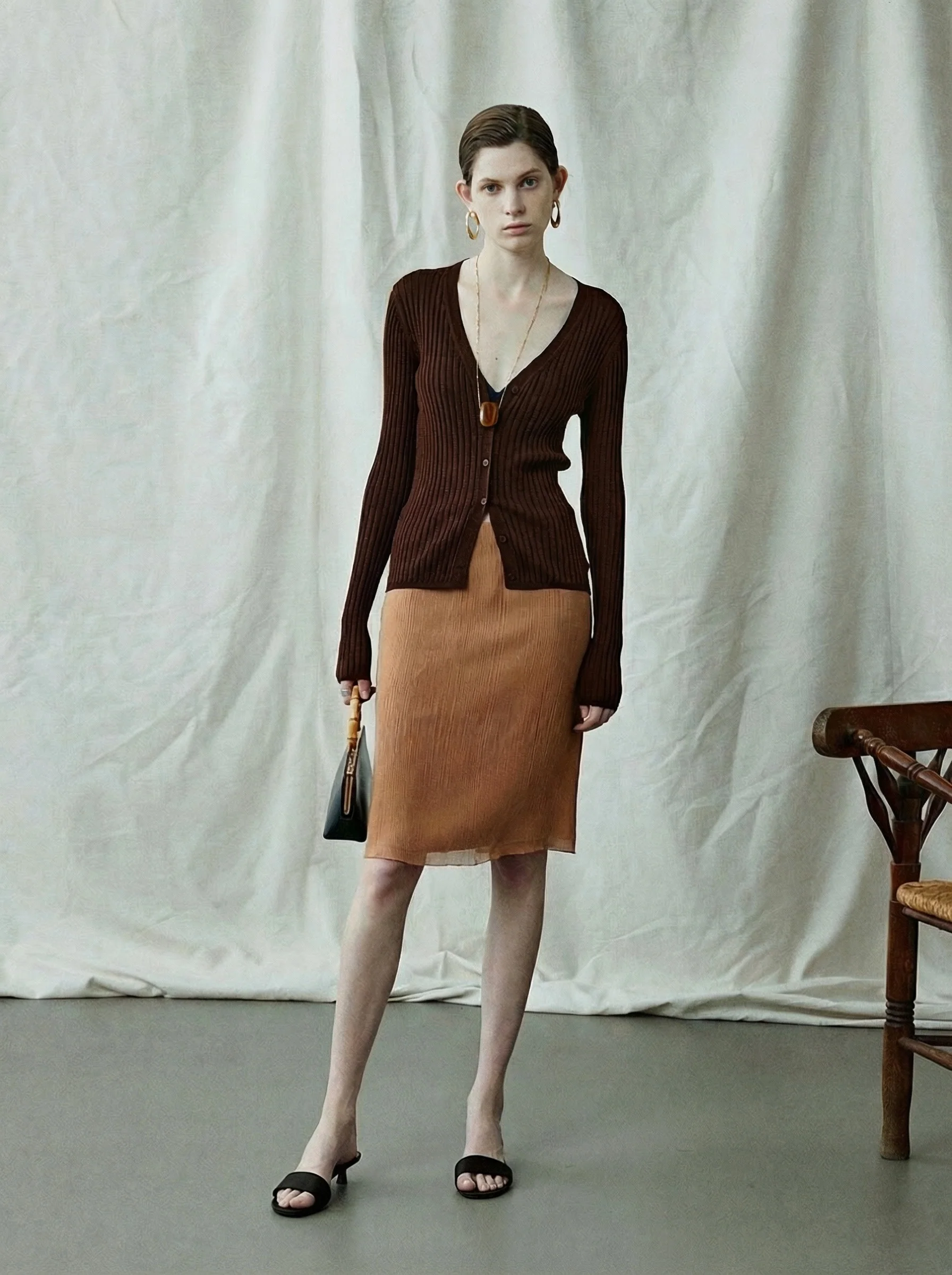 Double-Layer Silk Pleated Skirt - Image 4