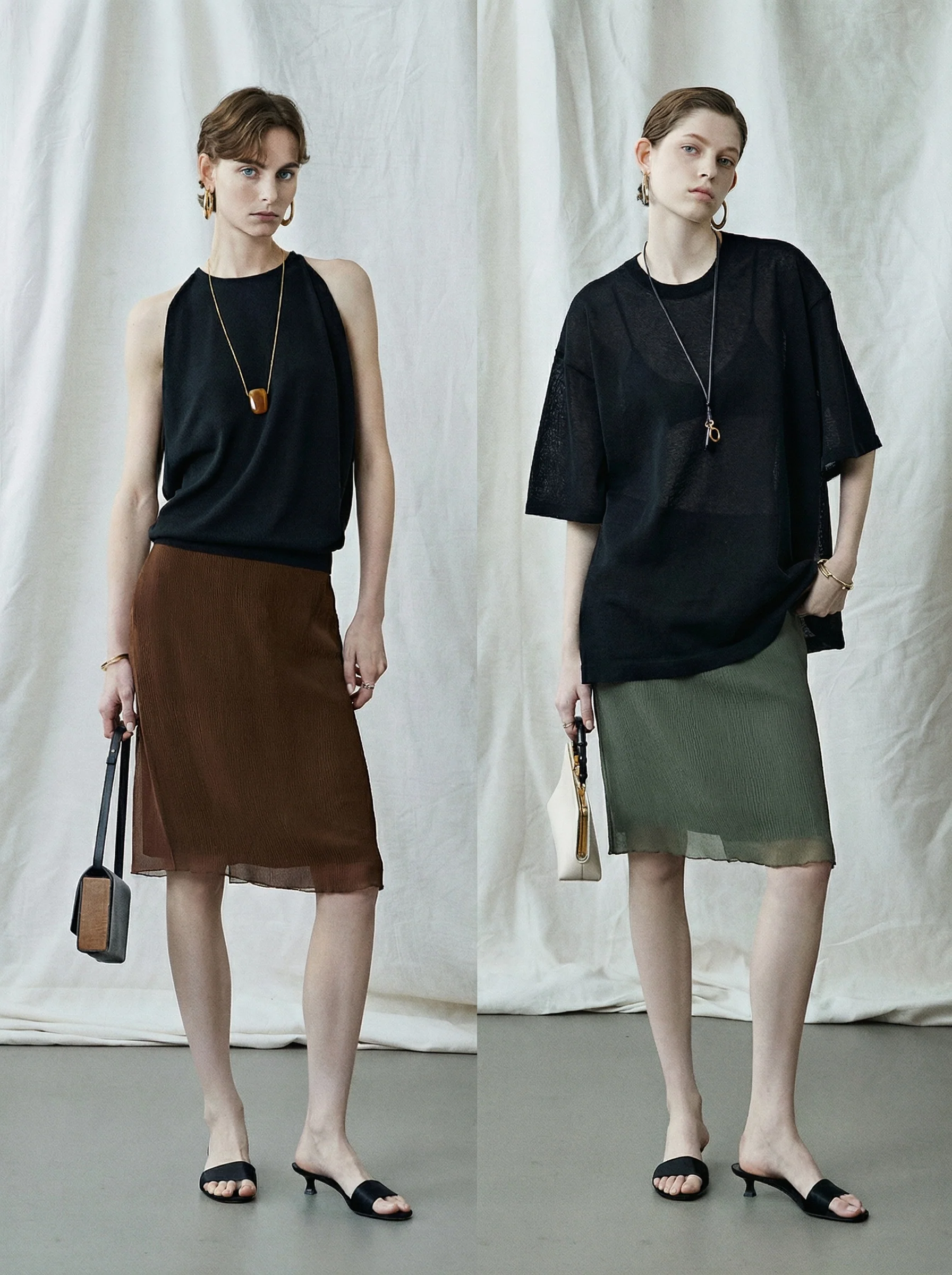 Double-Layer Silk Pleated Skirt - Image 5