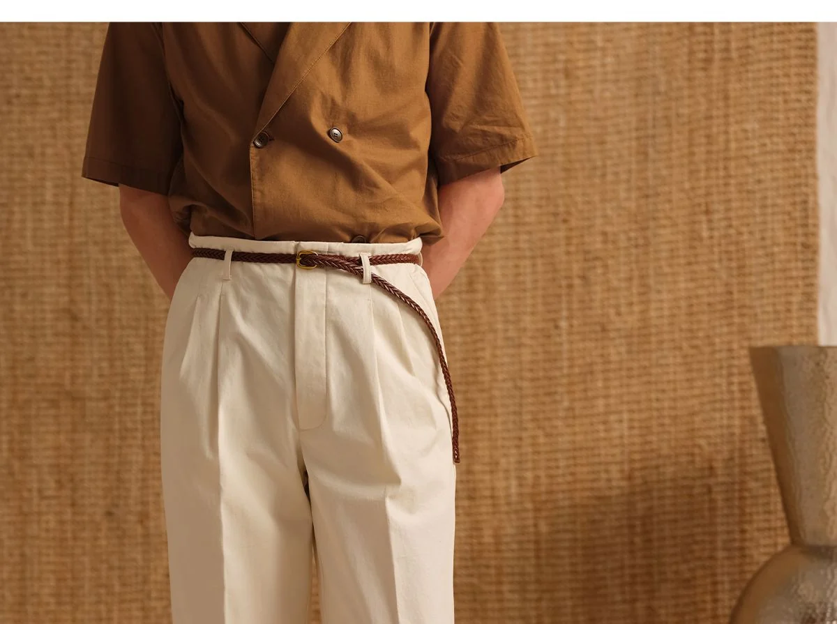 Double Pleat Straight Trousers - Image 3
