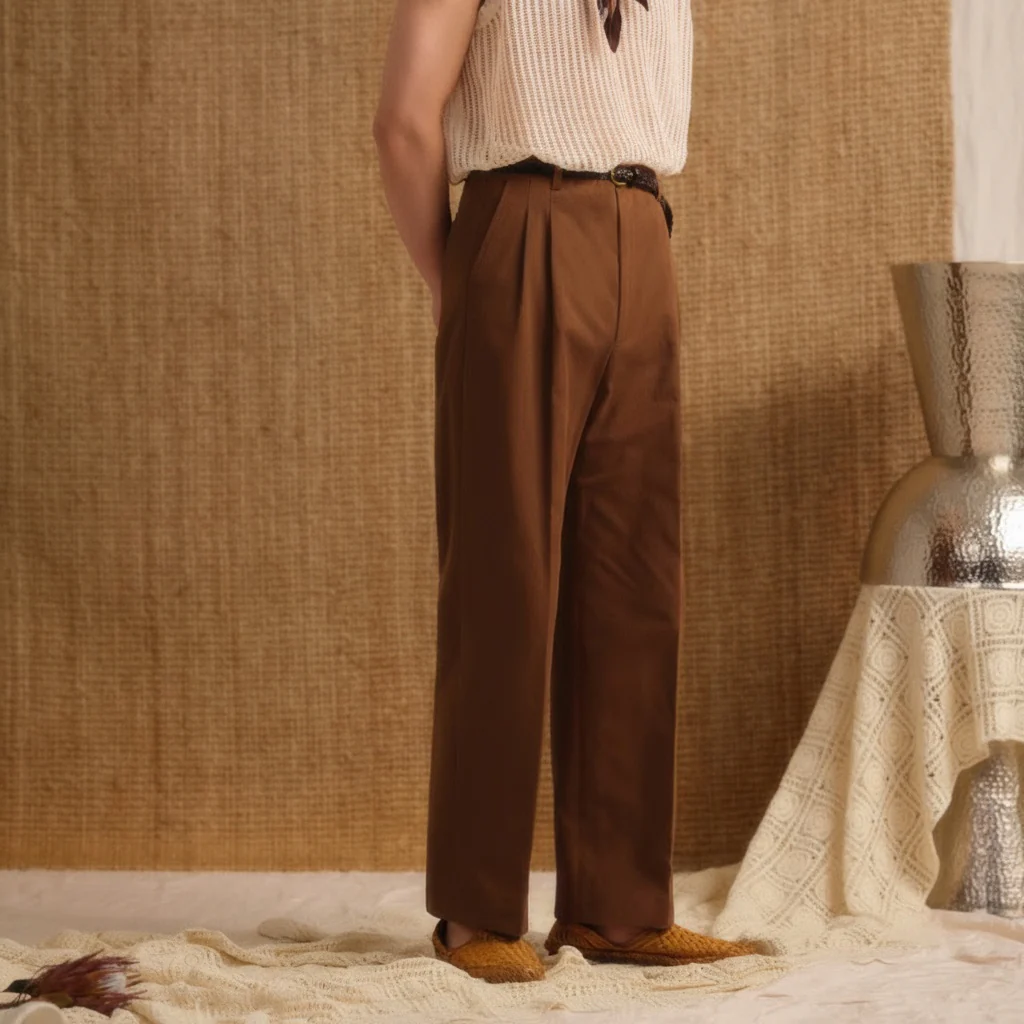 Double Pleat Straight Trousers - Image 4
