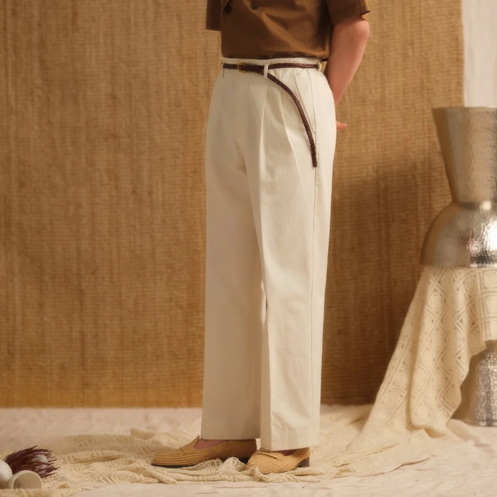 Double Pleat Straight Trousers - Image 5