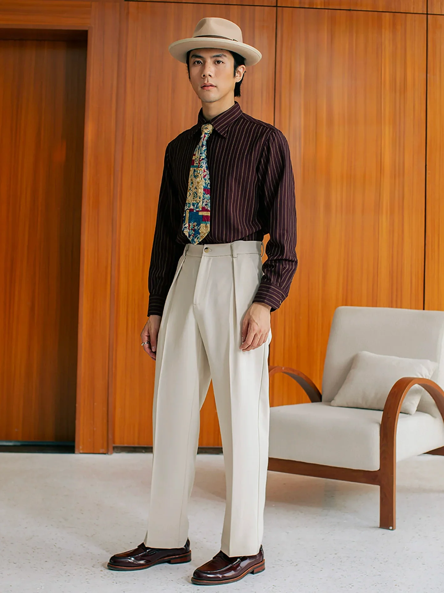 Double-Pleat Tapered Suit Trousers