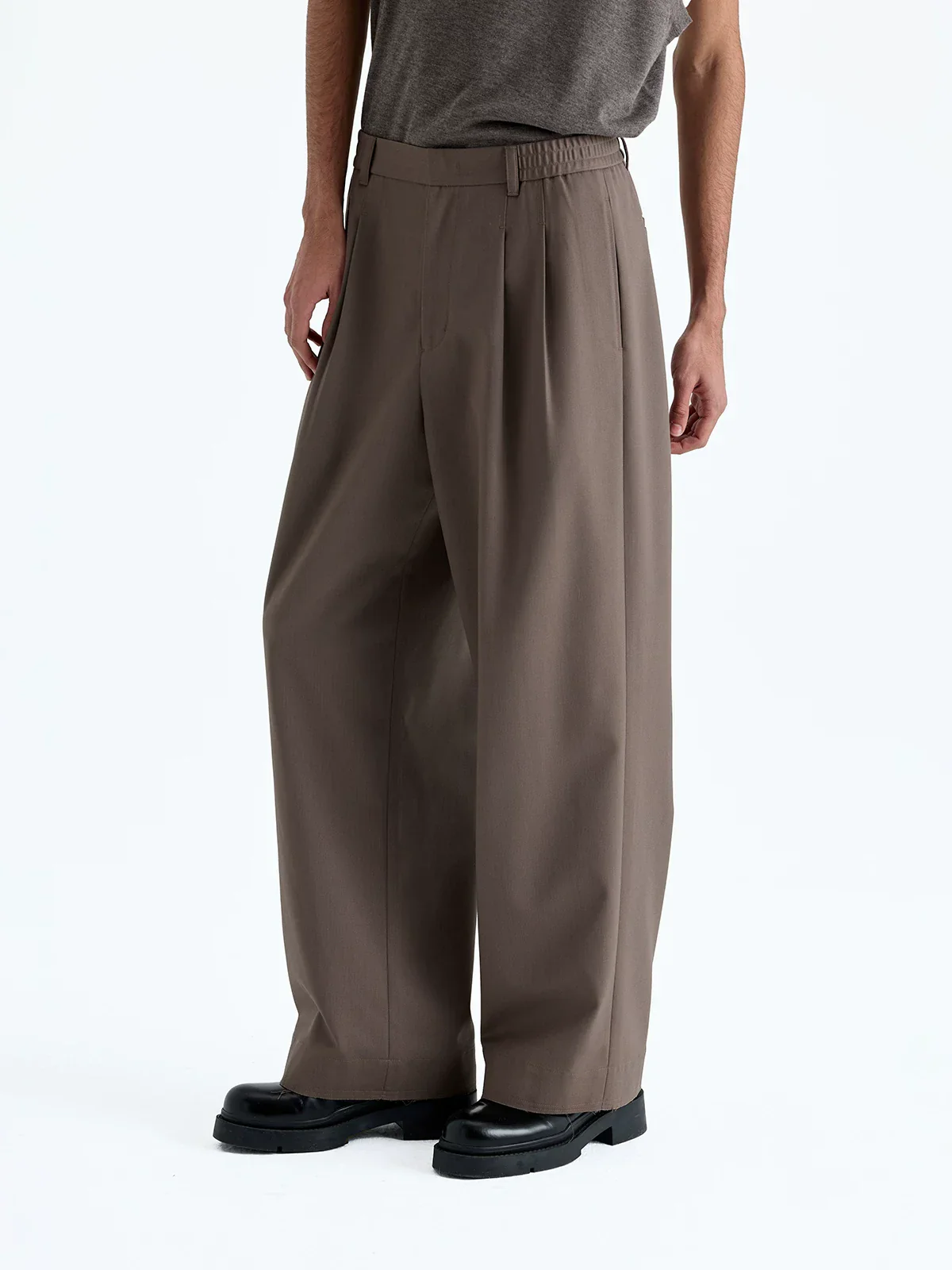 Double-Pleated Merino Wool Trousers