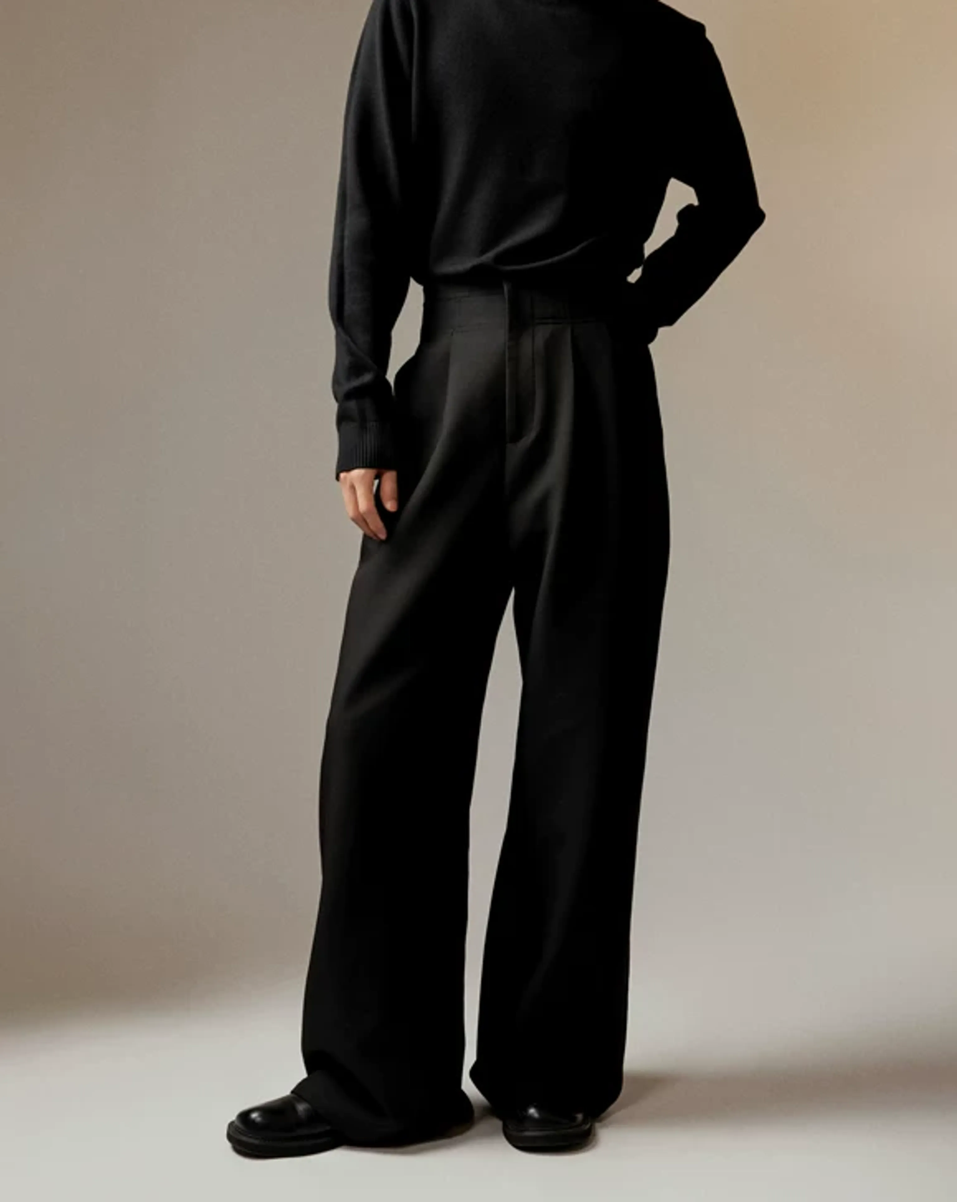 Double Pleated Wide-Leg Trousers