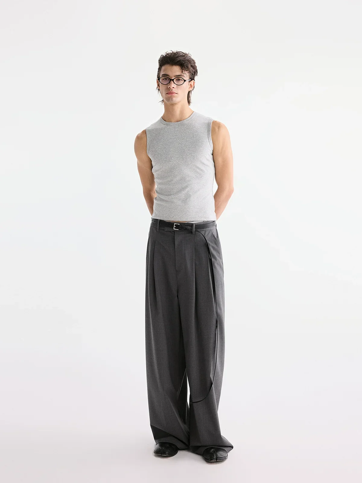 Double Pleated Wide-Leg Trousers - Image 2