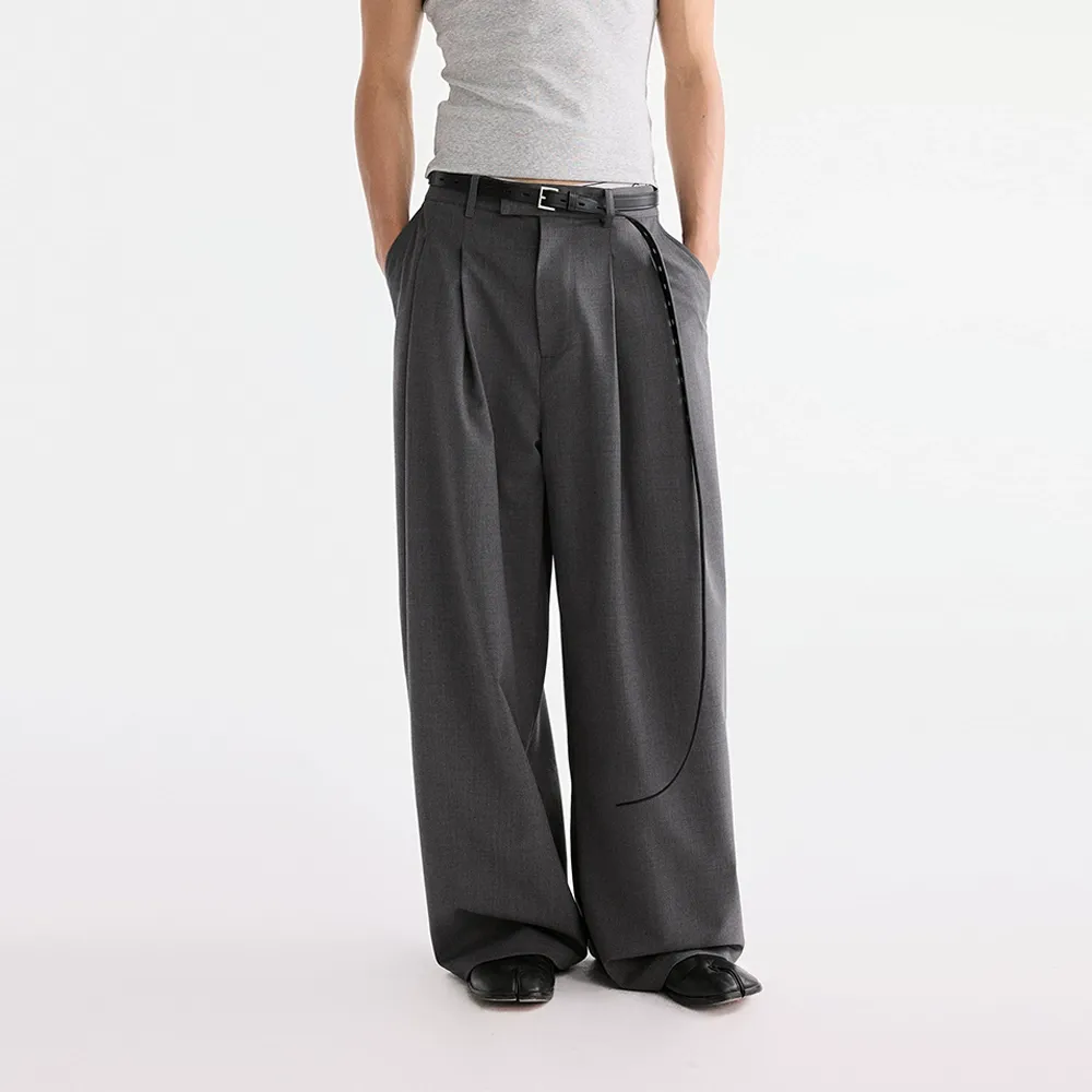 Double Pleated Wide-Leg Trousers - Image 7