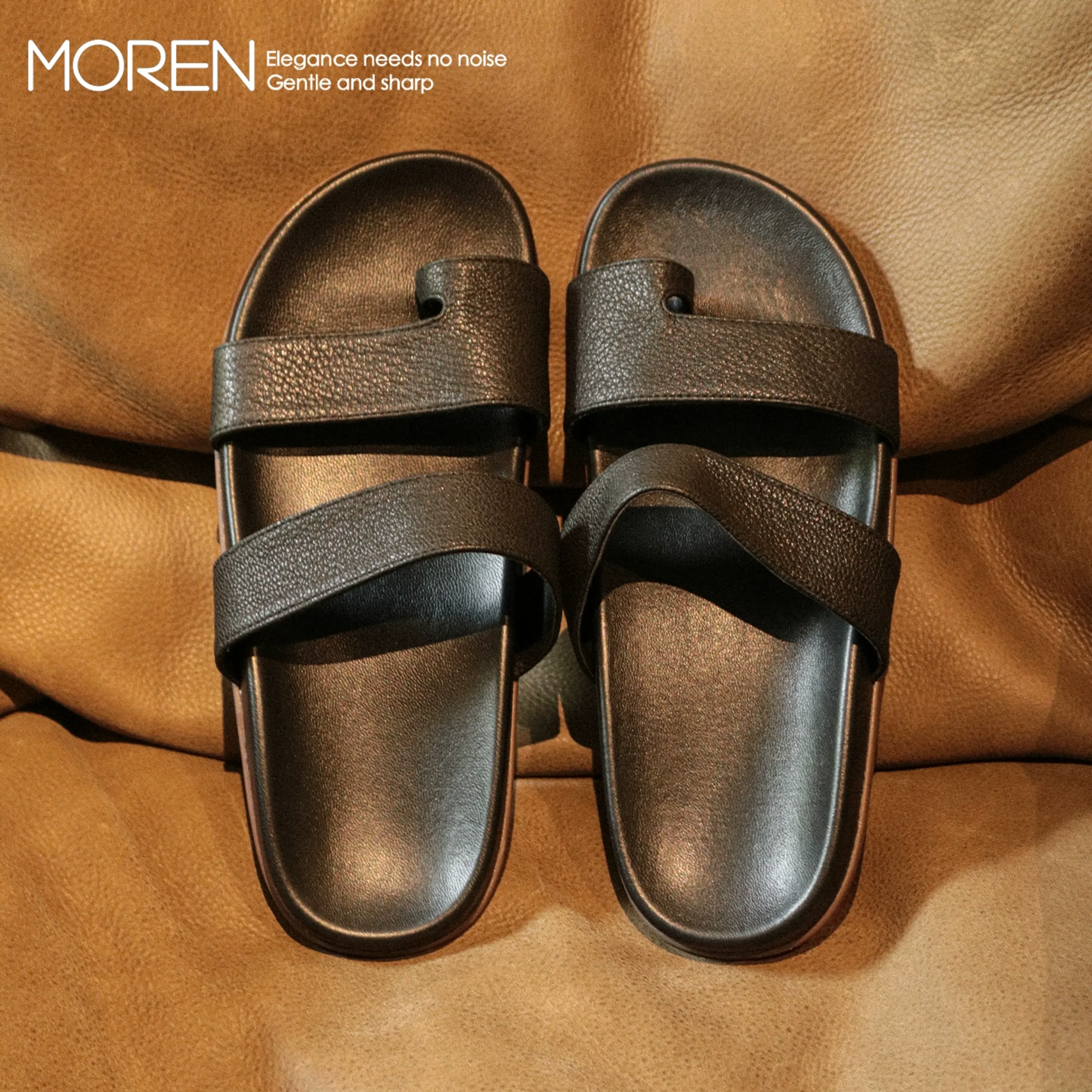 Double-Strap Leather Slides - Image 5
