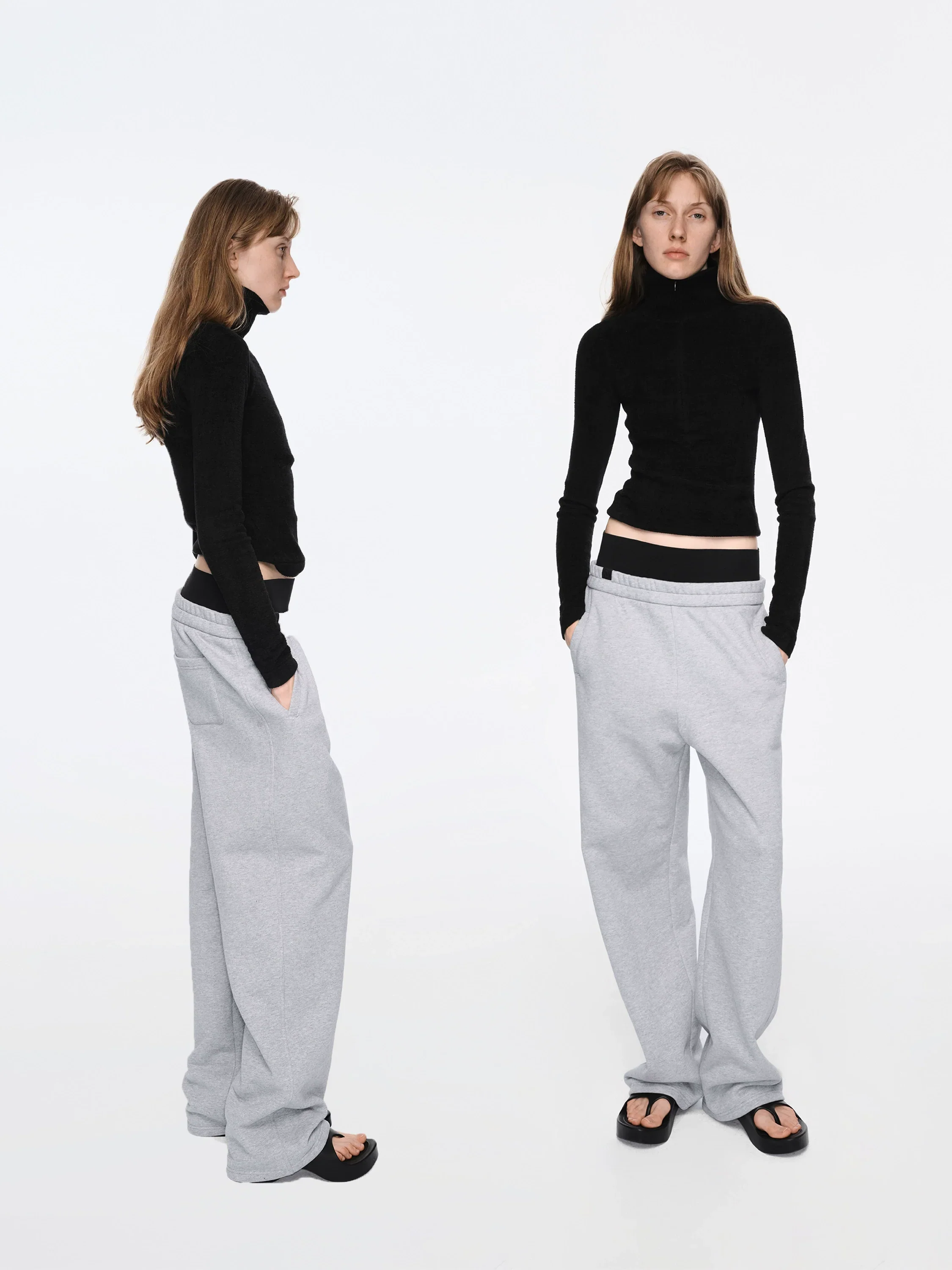 Double-Waist Fleece Wide-Leg Sweatpants - Image 5
