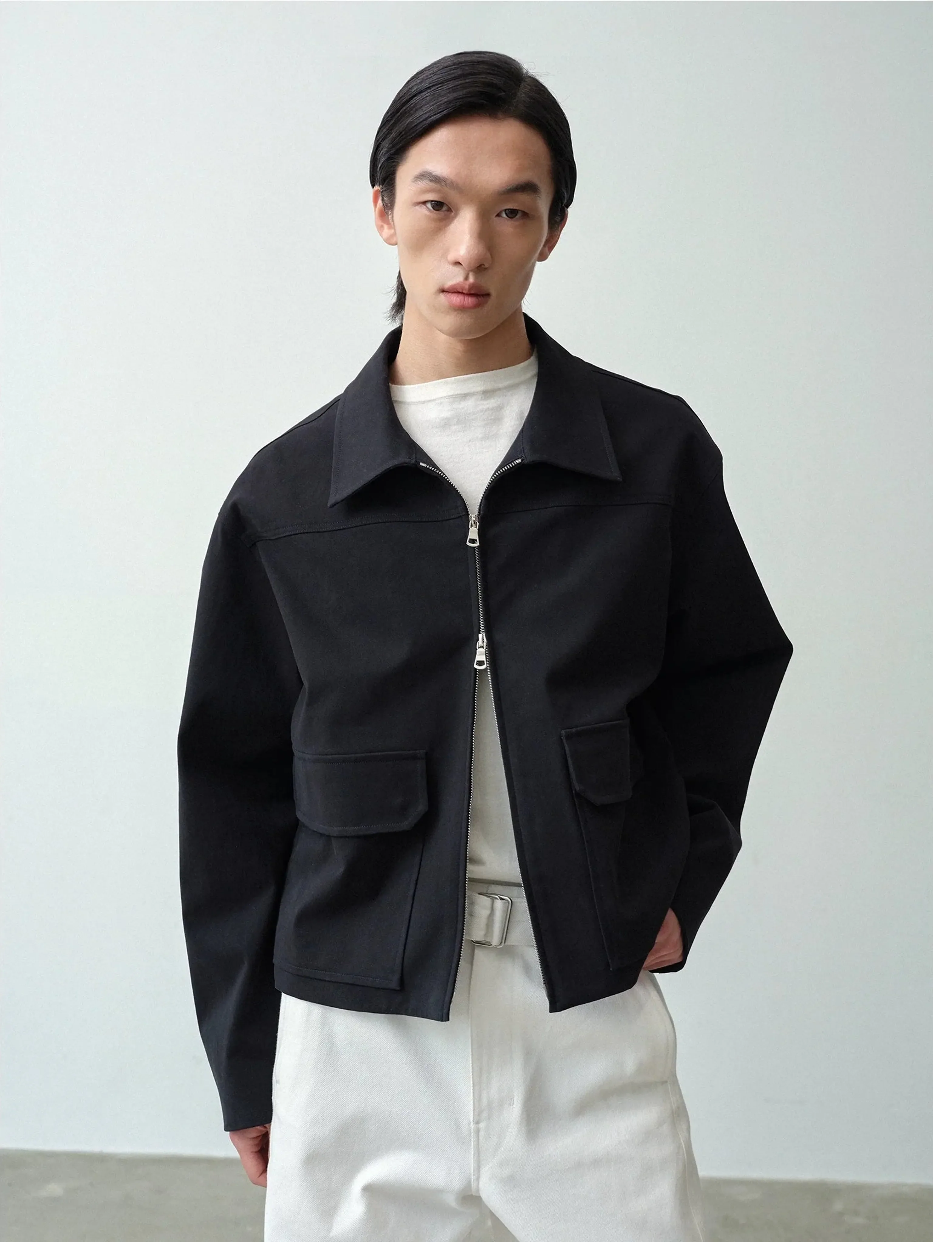 Double-Zip Cotton Twill Jacket