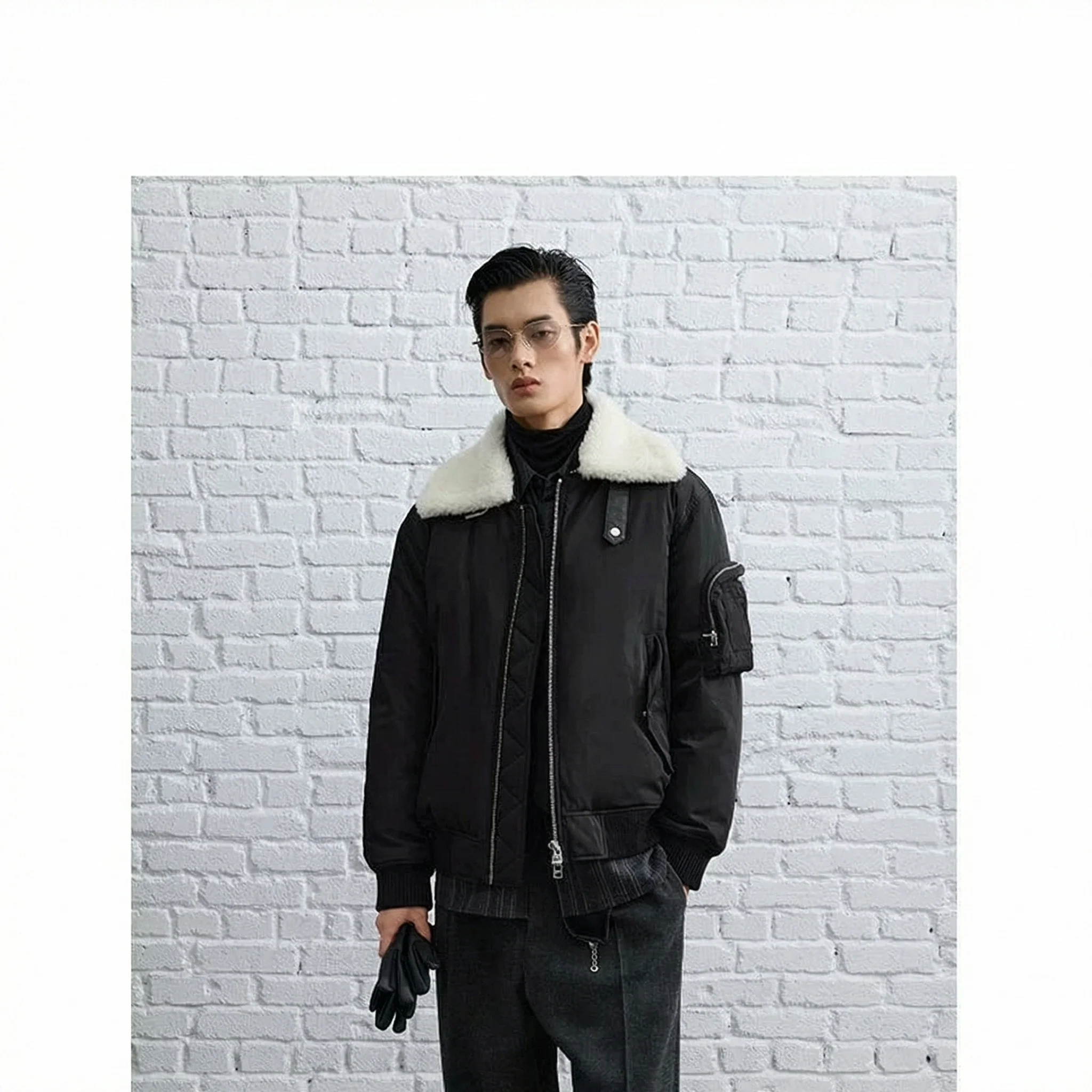 Down Bomber with Detachable Wool Collar - Image 5