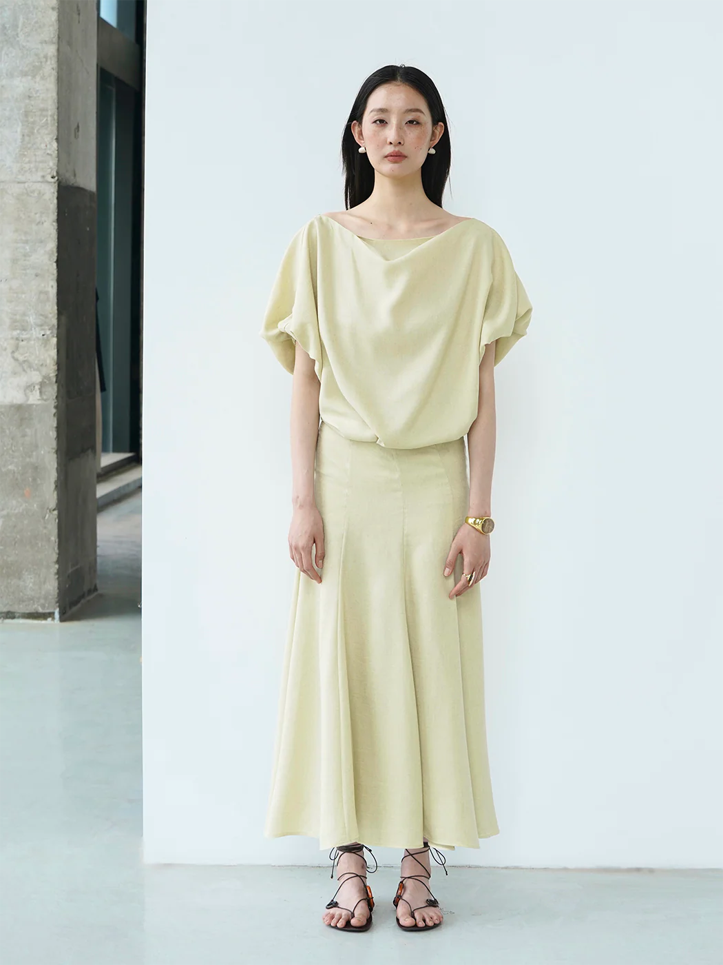 Draped Boatneck Dress