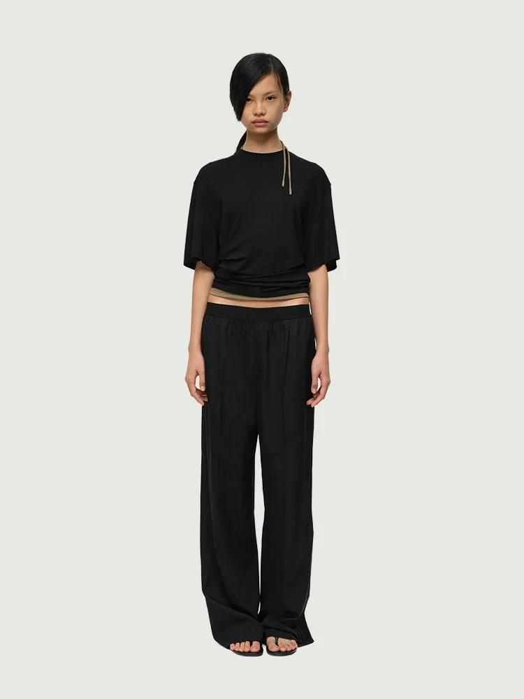 Draped Elastic-Waist Wide-Leg Pants - Image 5