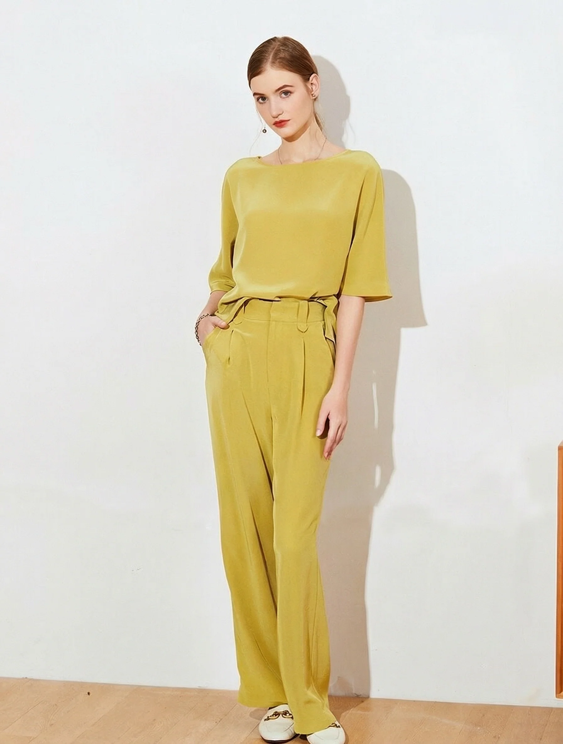 Draped Satin Top & Pants Set - Image 2