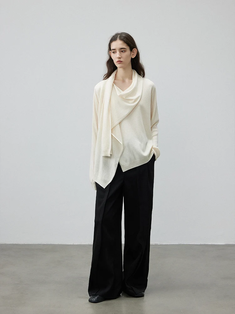 Draped Scarf Wool-Cashmere Sweater - Image 2