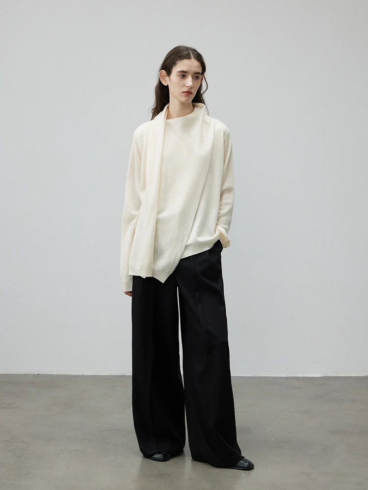 Draped Scarf Wool-Cashmere Sweater - Image 3