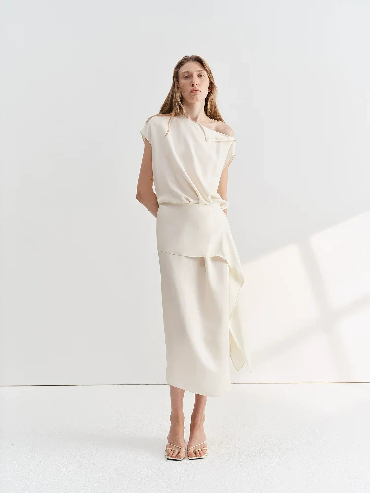 Draped Silk-Blend Midi Dress - Image 3