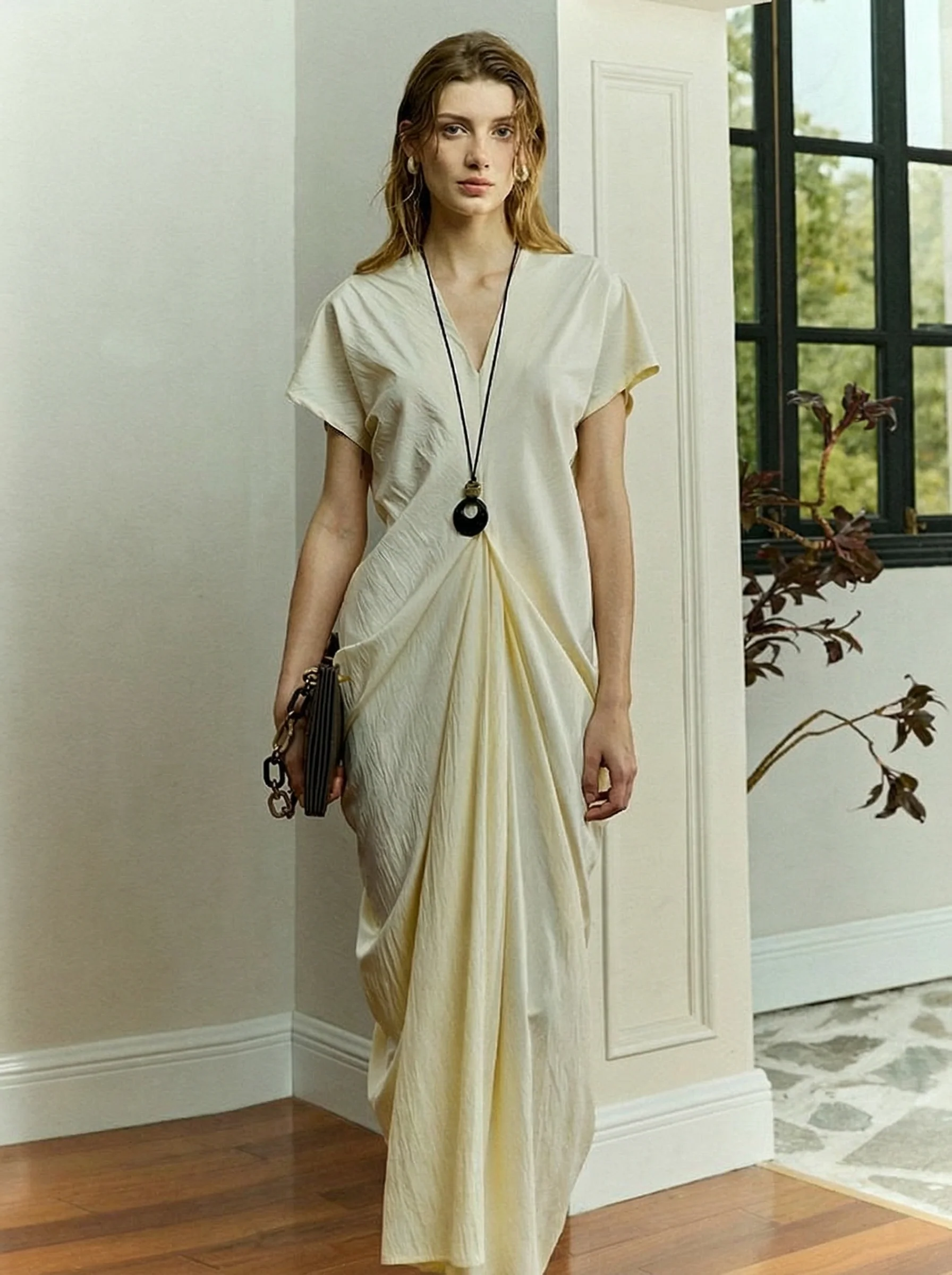 Draped V-Neck Maxi Dress - Image 6