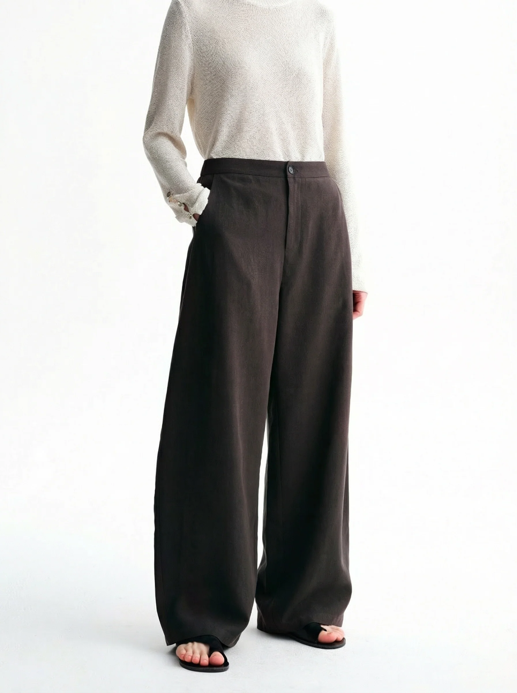 Draped Wide-Leg Trousers