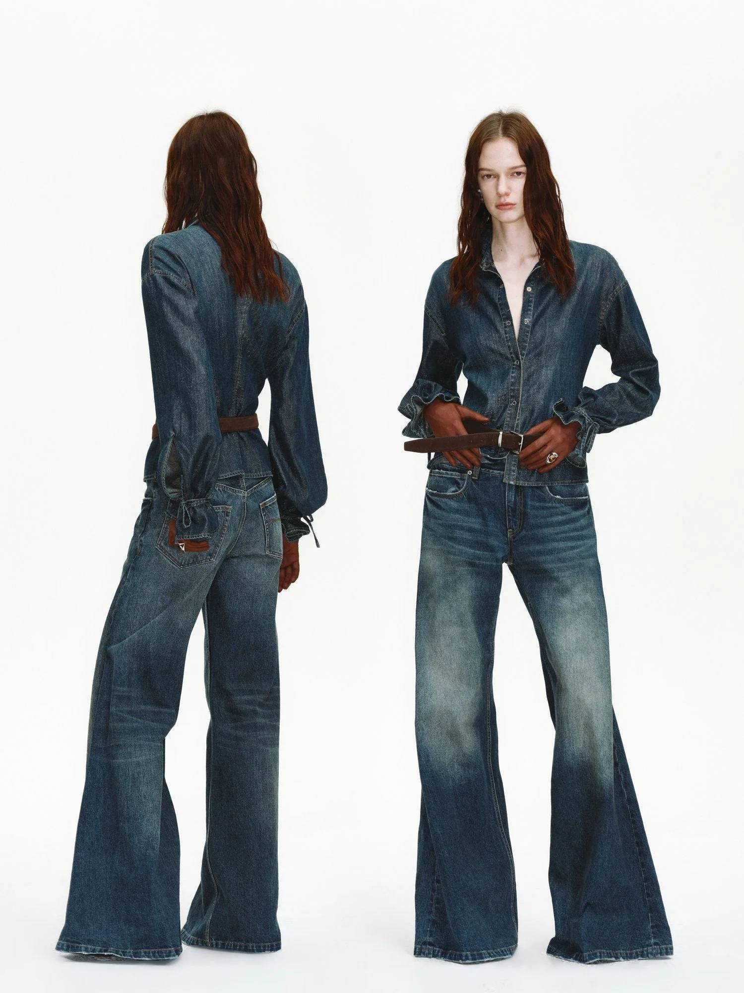 Drawstring Cuff Denim Shirt - Image 4