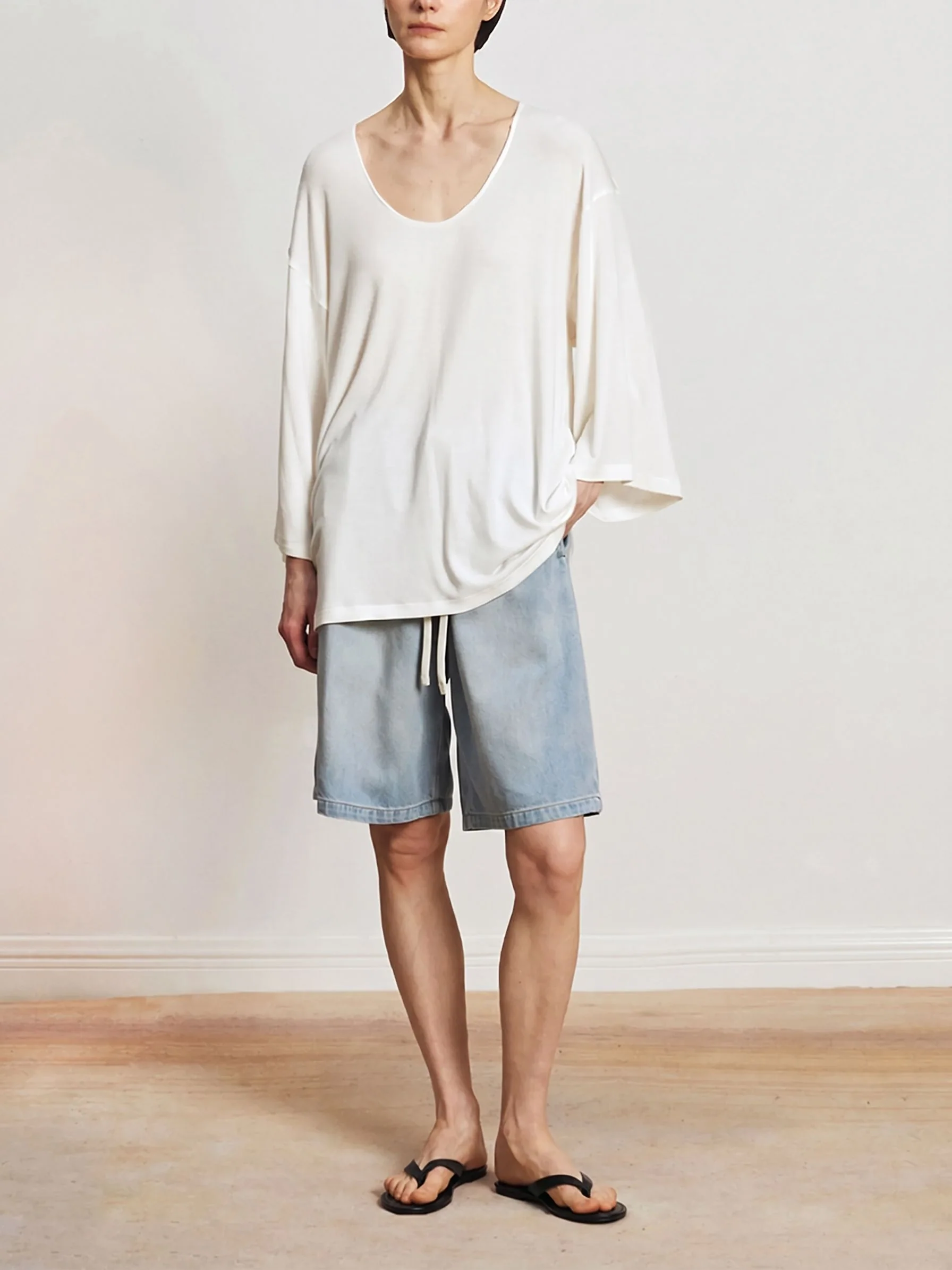 Drawstring Denim Shorts