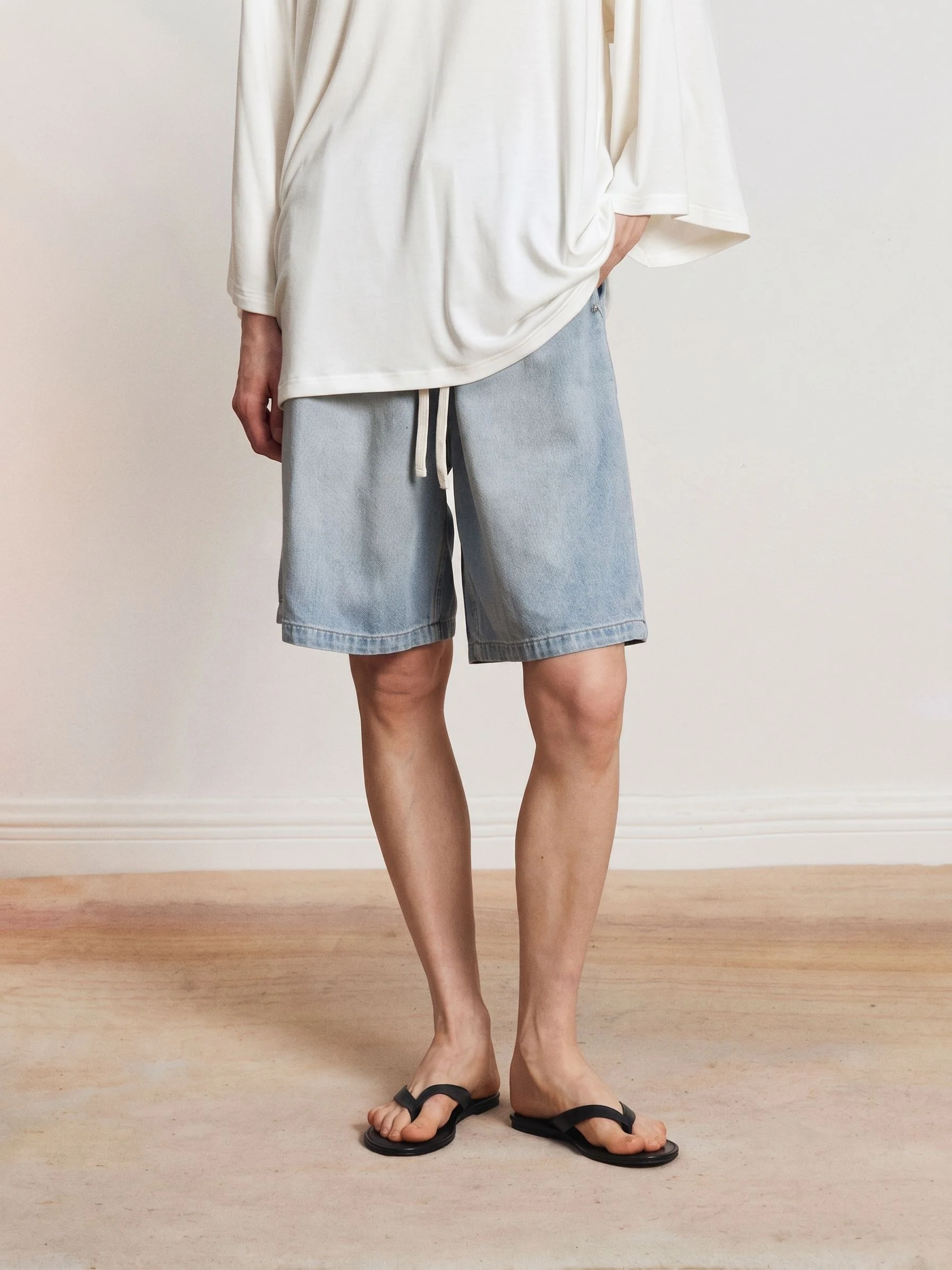 Drawstring Denim Shorts - Image 5