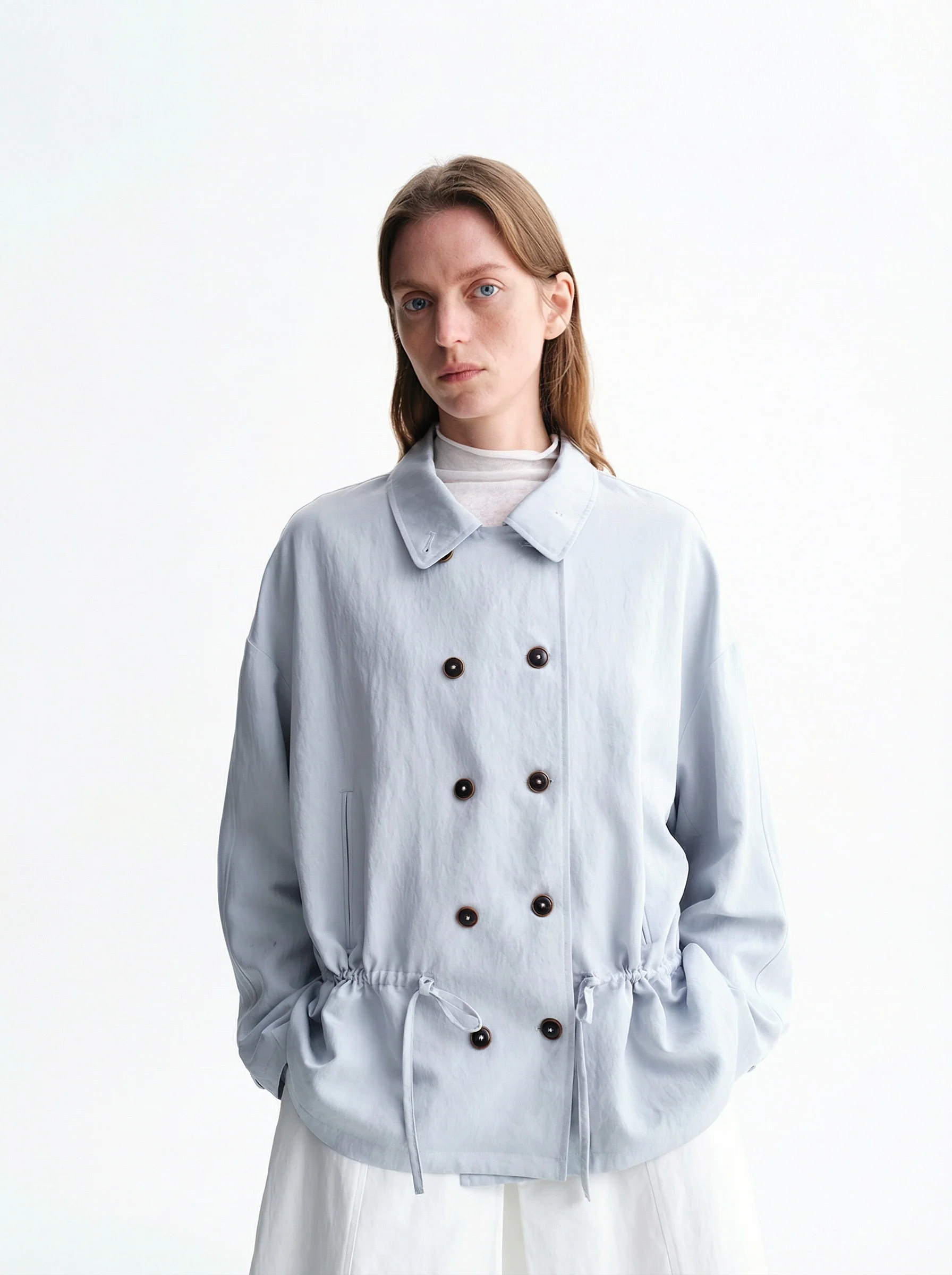 Drawstring Double-Breasted Jacket - Image 2
