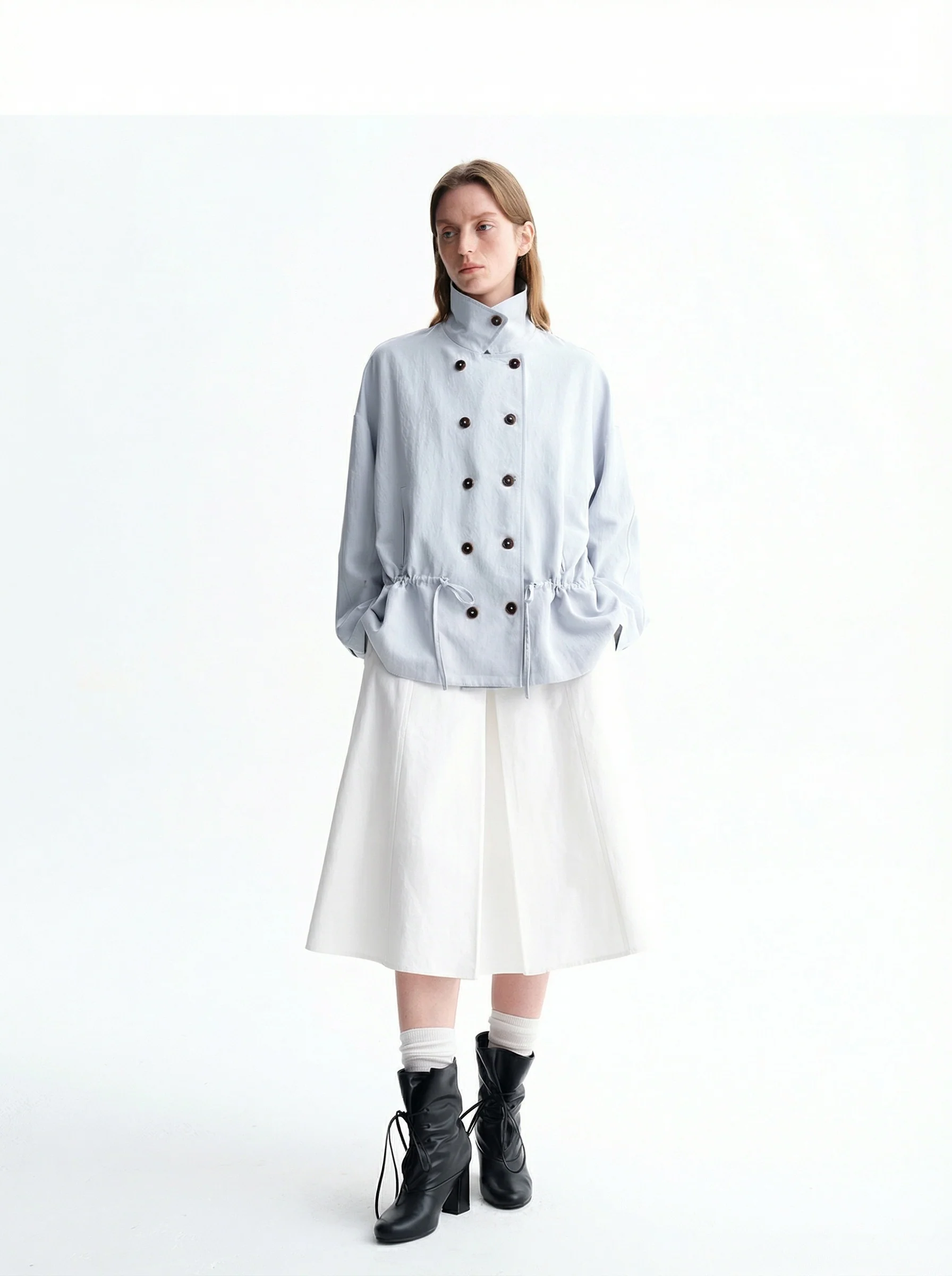 Drawstring Double-Breasted Jacket - Image 3